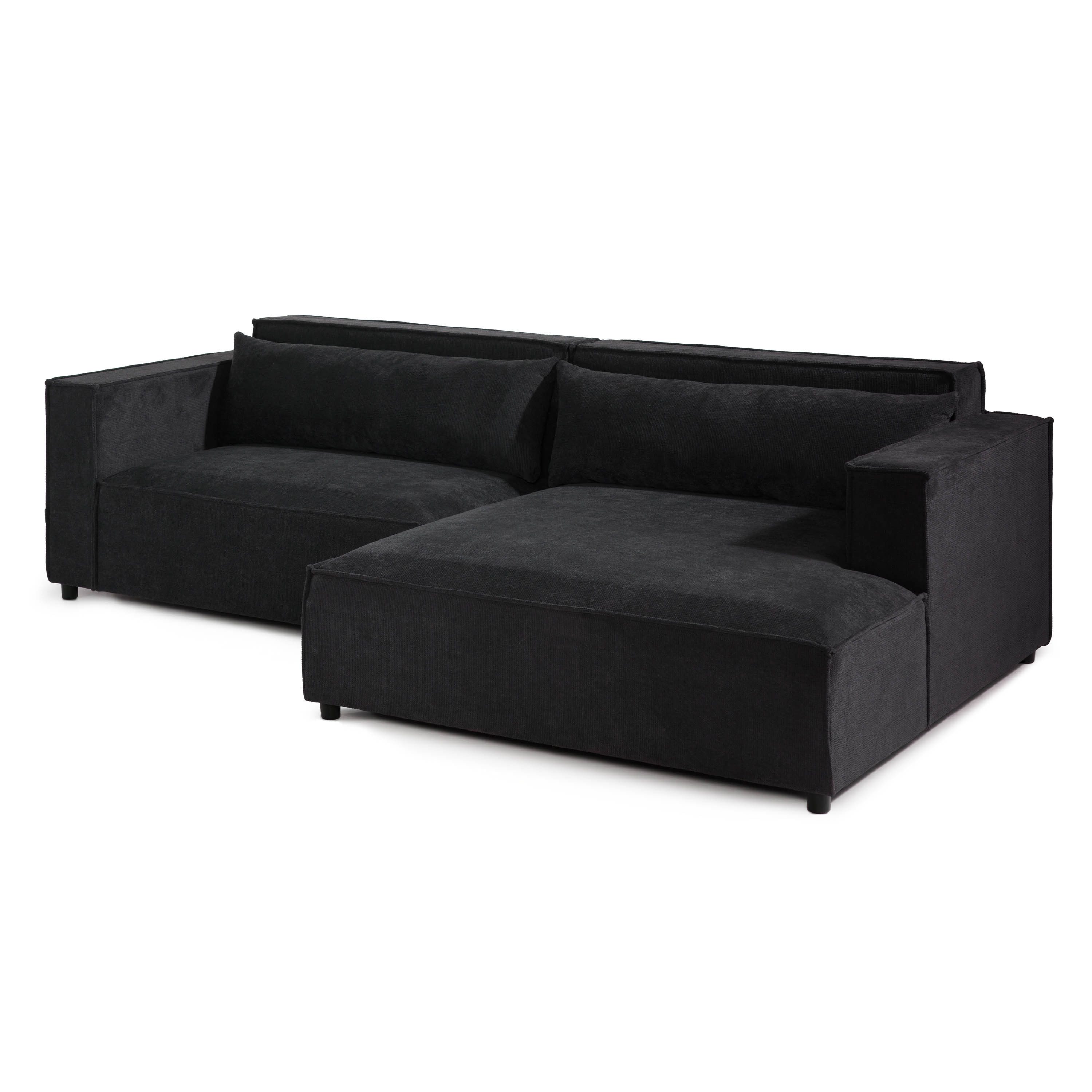 LIVORA Ecksofa SOFAS, Ecksofa Ottomane rechts Geflechtstoff 266x150x80 anthrazit FINN