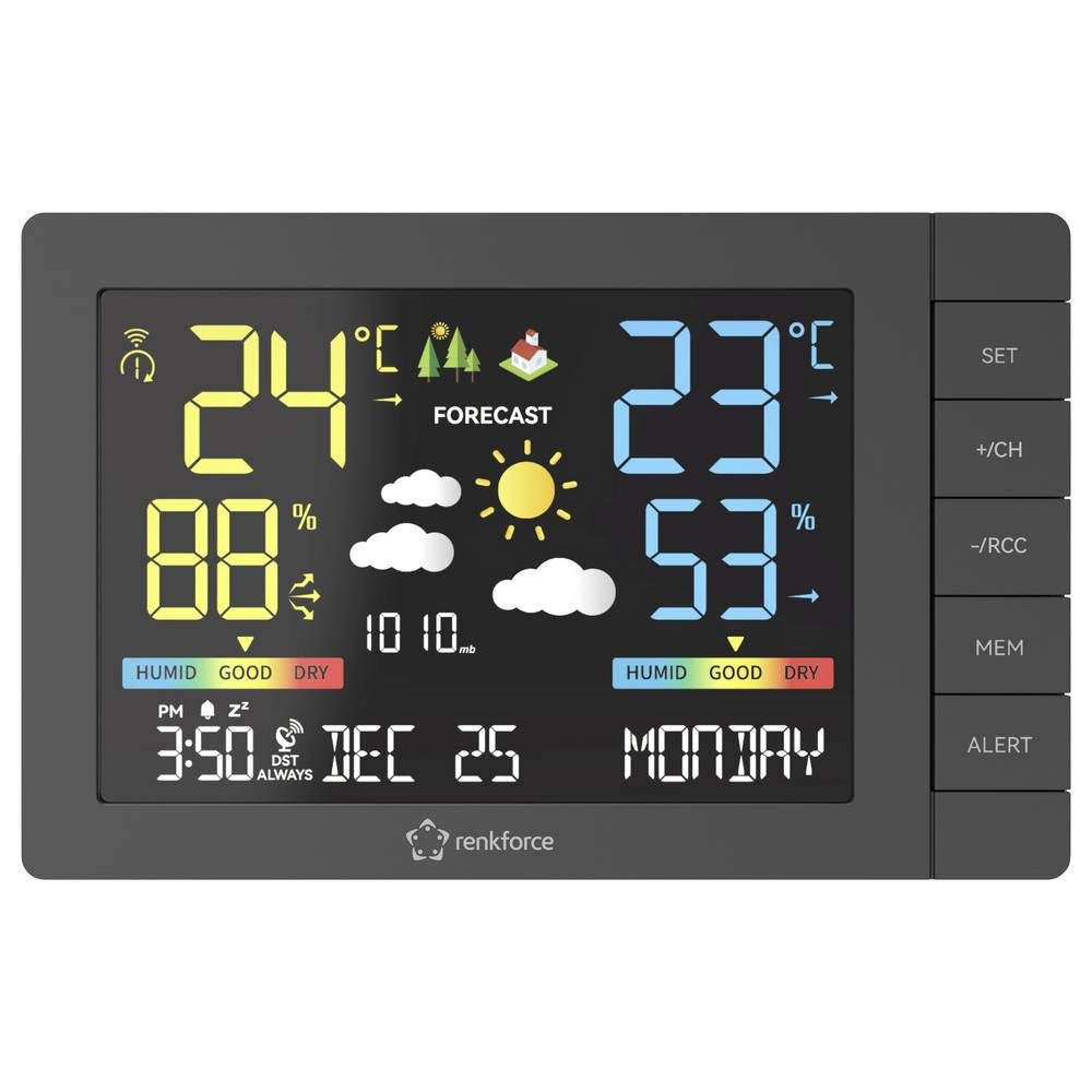 Renkforce RF-4883632 Digitale-Wetterstation Anzahl Sensoren max. 3 St. Wetterstation