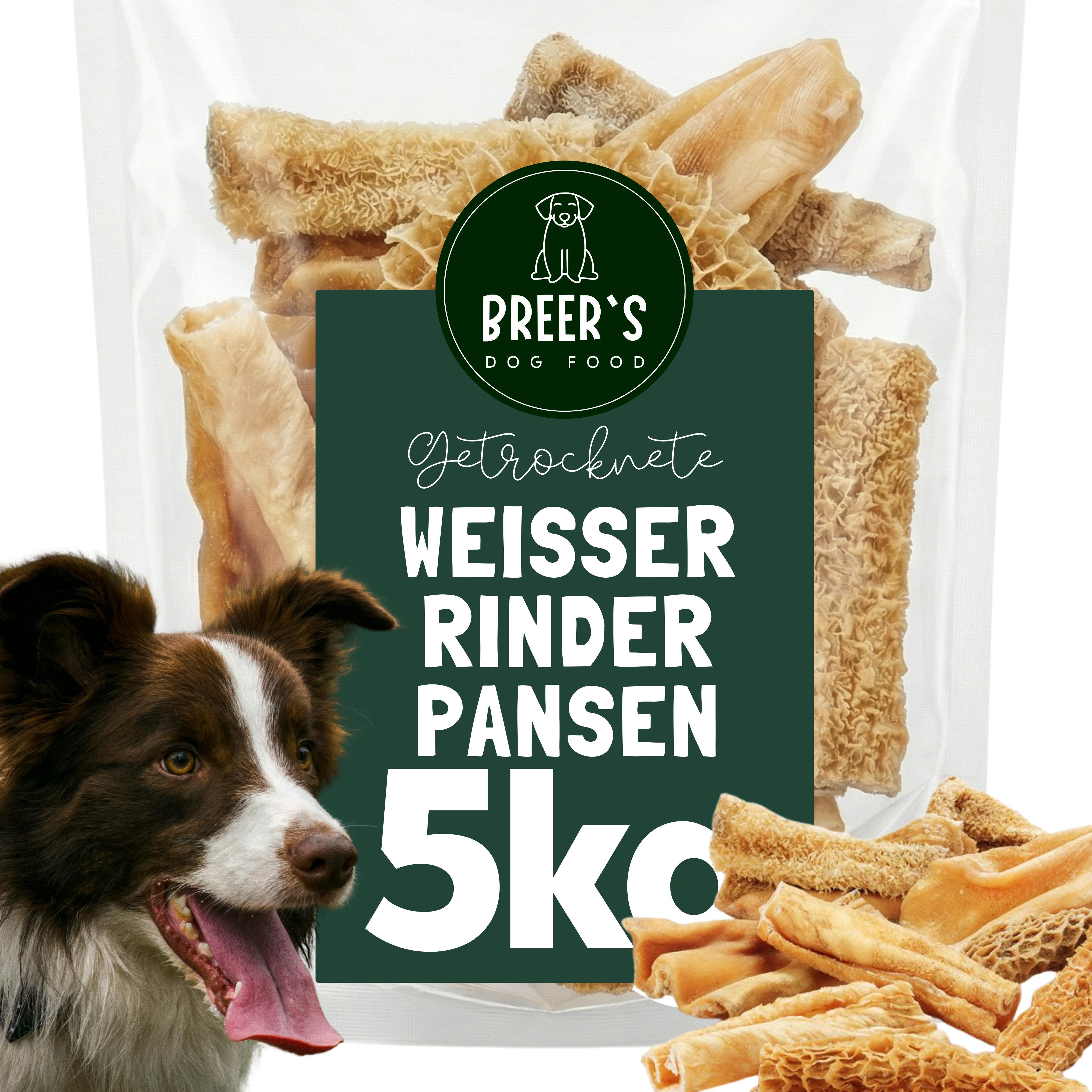 Breers Pet Food Rinderpansen Weiß Hundeleckerli Hundesnack, Snack für: Hunde, Naturkauartikel, Leckerli getreidefrei, Kausnack zuckerfrei