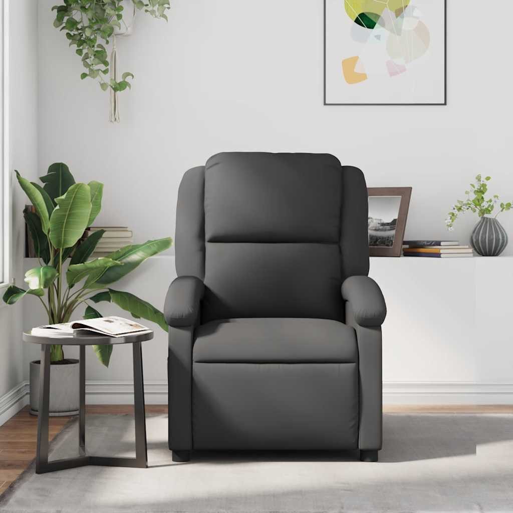 vidaXL Sessel Massagesessel Grau Echtleder (1-St) günstig online kaufen