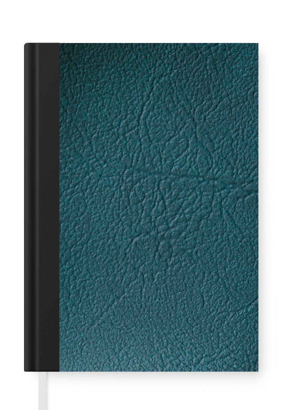 Grün Seiten, 98 Notizheft, Journal, - Tagebuch, Haushaltsbuch MuchoWow Leder Blau, - Lederoptik - Notizbuch Merkzettel, A5,