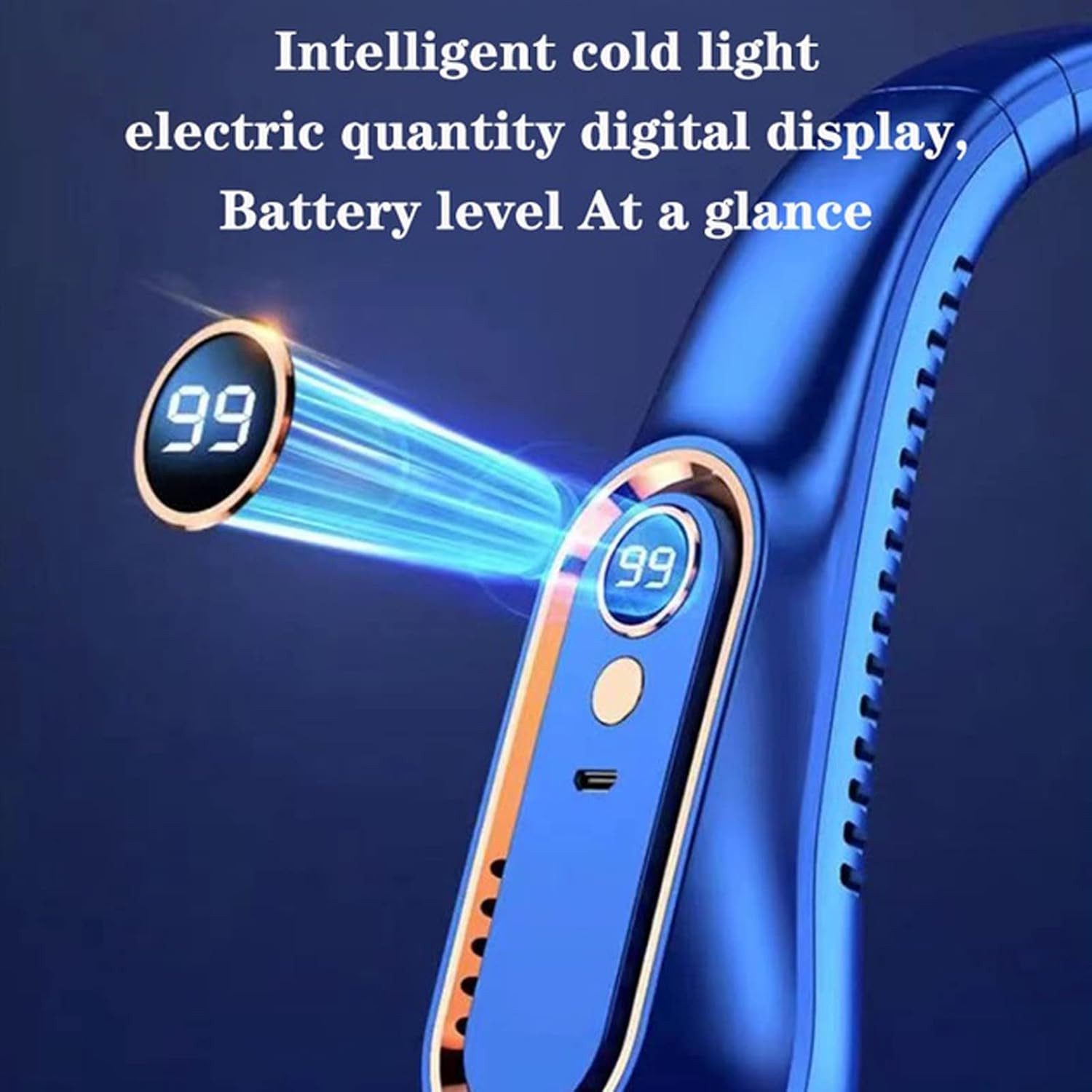 MOPUEA Mini USB-Ventilator Tragbarer Nackenventilator USB Wiederaufladbar 5 Stufen, Bladeless Design leise 4000mAh Akku freihändige Nutzung