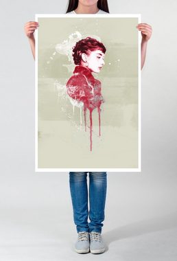 Sinus Art Leinwandbild Audrey Hepburn III 90x60cm Paul Sinus Art Splash Art Wandbild als Poster ohne Rahmen gerollt
