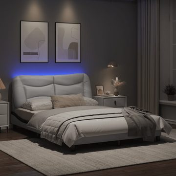 vidaXL Bett Bettgestell mit LED Weiß und Schwarz 140x200 cm Kunstleder