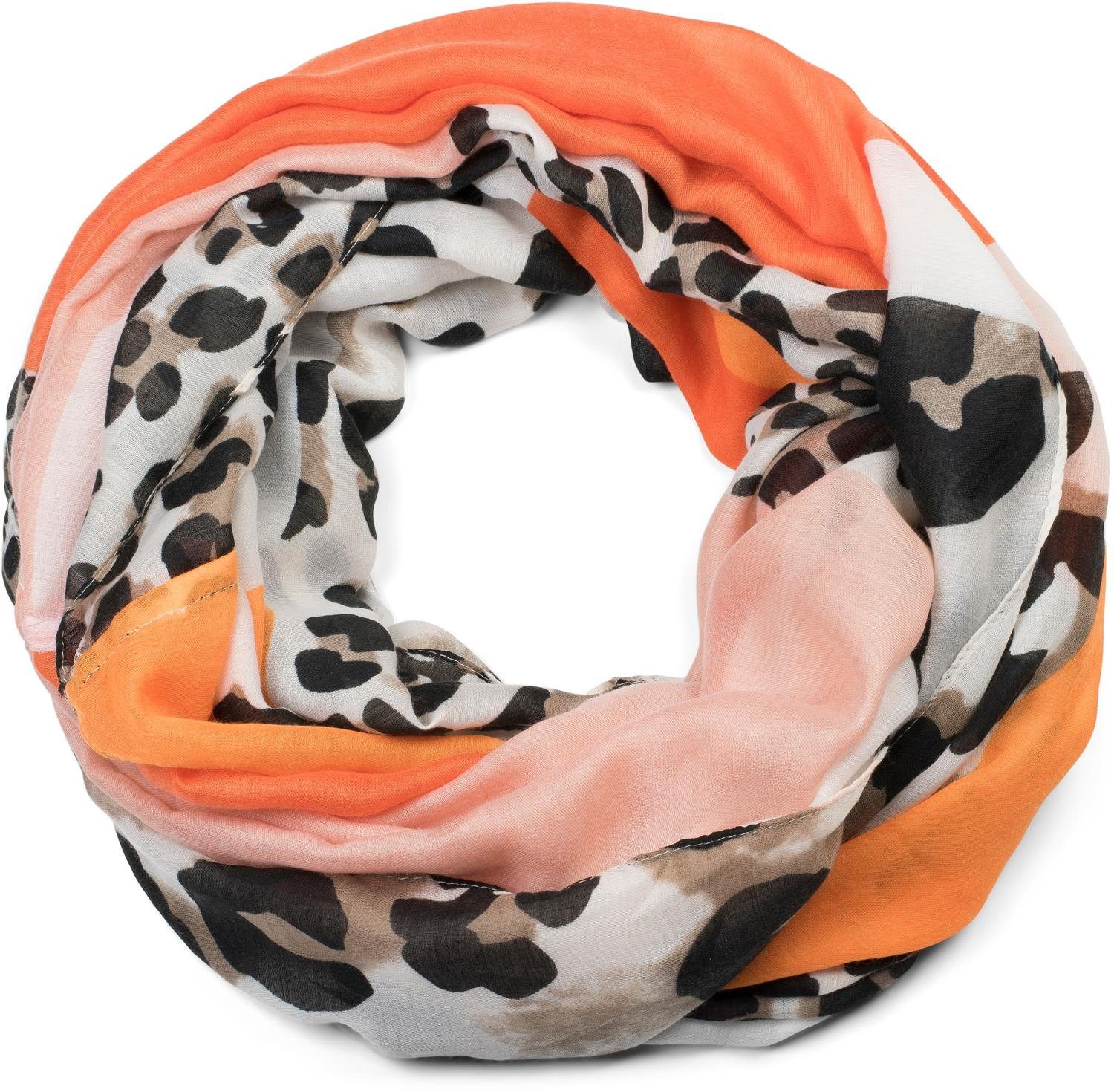 Blocking mit Leoparden Loop, Loop styleBREAKER Muster Schal Colour (1-St), Orange-Rose
