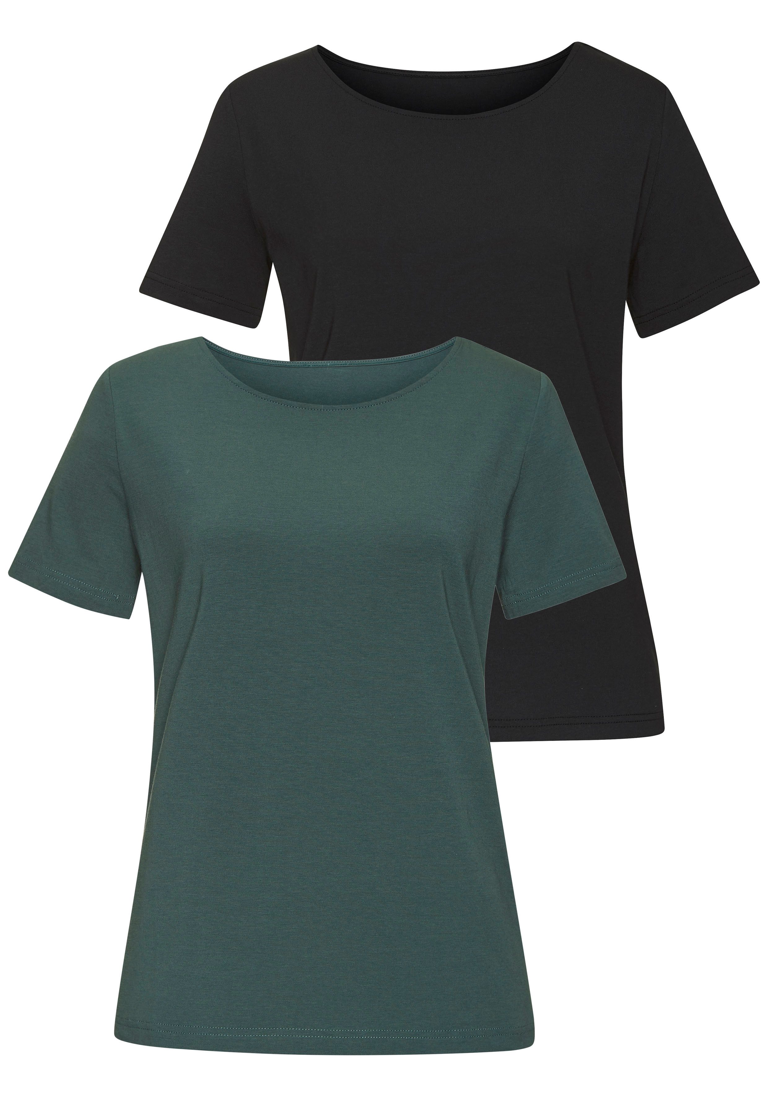 LASCANA T-Shirt mit Rundhals-Ausschnitt (2er-Pack) aus günstig online kaufen