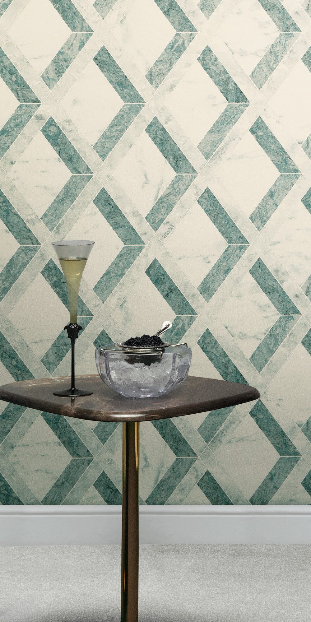 Versace Vliestapete Versace 6 Tarsia –, geprägt, 3D-Optik, Barock, Motiv, (1 St), Modernes Rautendesign in Marmoroptik mit strukturierter Oberfläche