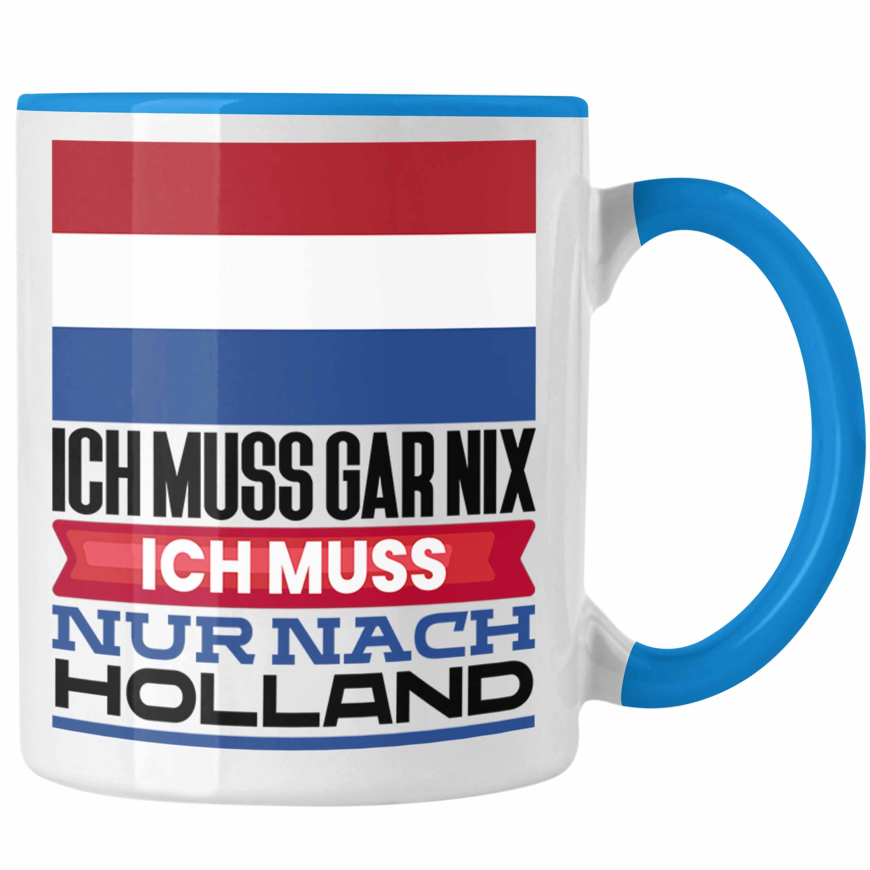 Trendation Tasse Holland Tasse Geschenk für Holländer Geburtstag Urlaub Geschenkidee Ic Blau