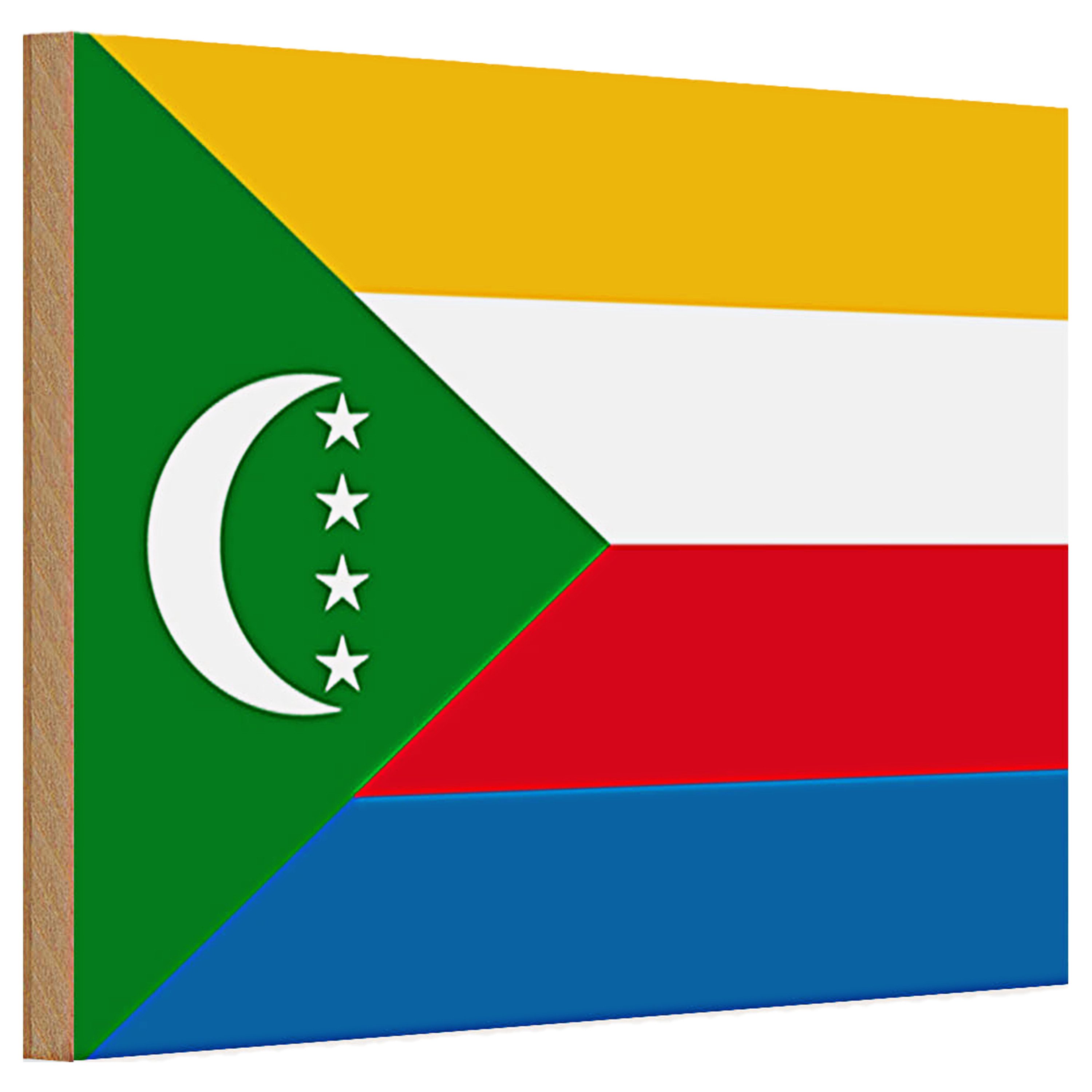 Roomando Holzbild Holzschild Flagge Komoren 30x20cm Flag of the Comoros