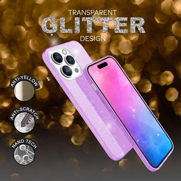 Nalia Smartphone-Hülle Apple iPhone 14 Pro, Glitzer Silikon Hülle / Verstärkte Innenseite / Glänzende Schutzhülle
