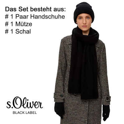 s.Oliver Strickmütze Elegant (3-St) Set aus Mütze, Schal und Handschuhe, 3-teilig