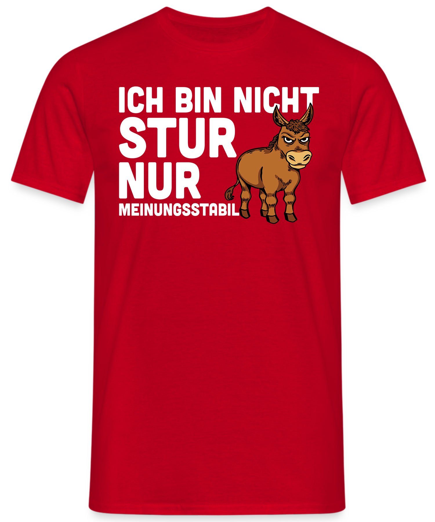 Quattro Meinungsstabil Statement Esel T-Shirt (1-tlg) Herren Lustiger Spruch Kurzarmshirt Formatee Rot -
