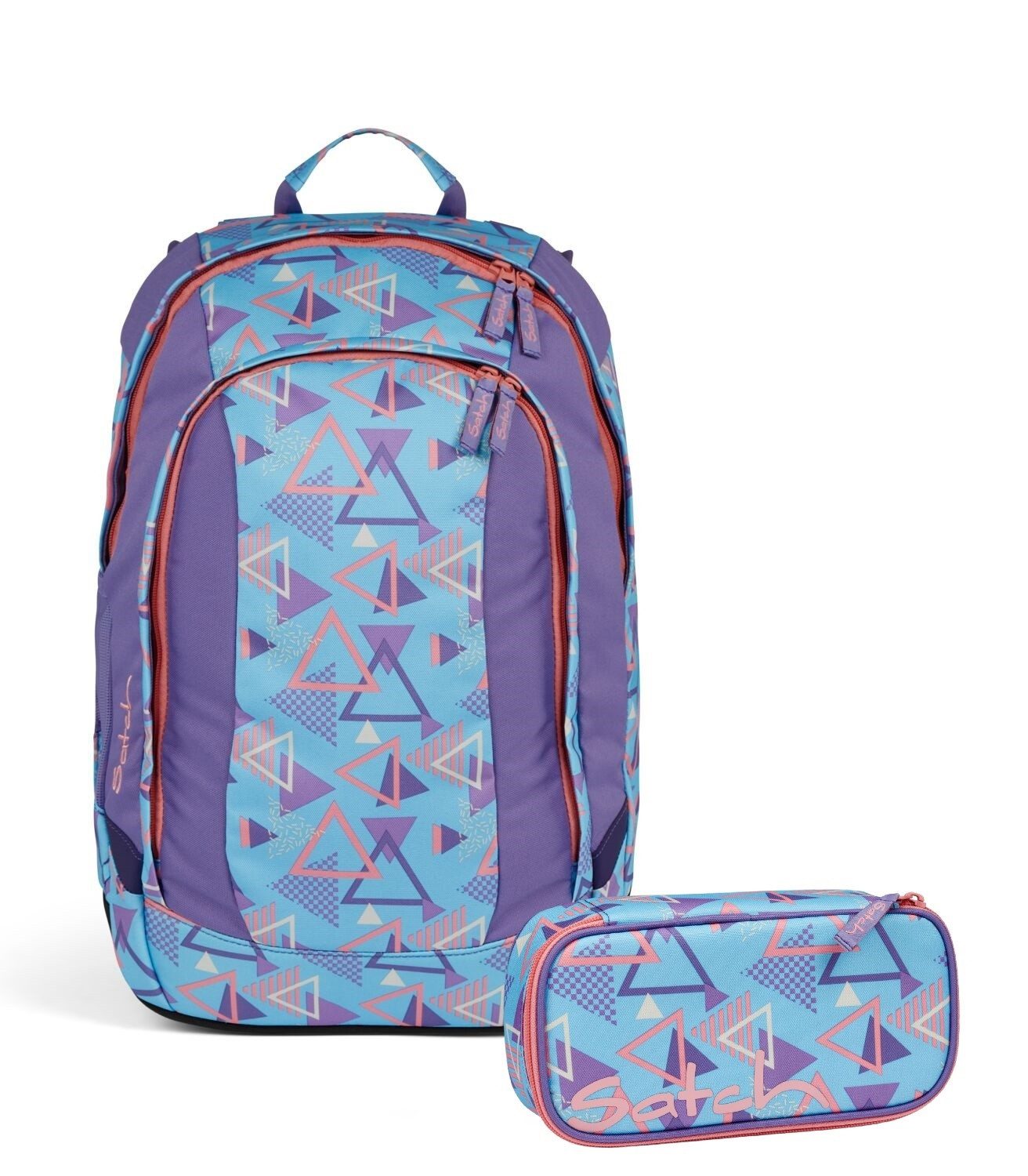 Satch Schulranzen Schulrucksack-Set AIR 80s Dance 2-teilig, Kollektion 2024 (2-teilig), Laptop-Fach, Your-Size-System, Schulranzen