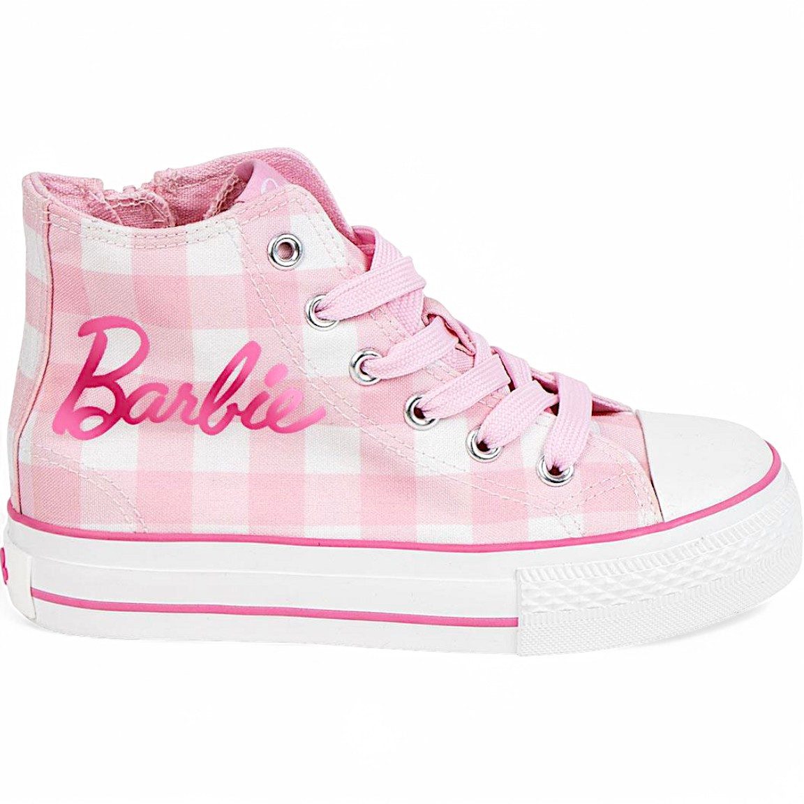 Barbie High Top Karo Sneaker hochgeschnittene Kinder Freizeitschuhe aus Baumwolle Gr. 30 - 35