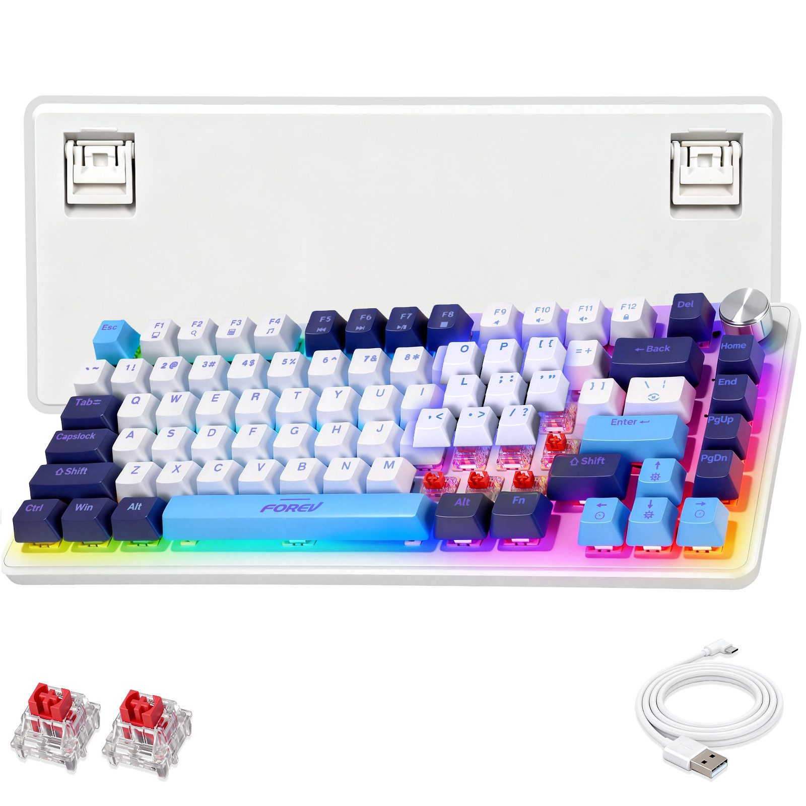Novzep Mechanische Keyboard Gaming Tastatur,82 Tasten,kompakt Kabelgebundene Tastatur (Hot-Swap USB-C-Kabel, für Windows & Mac)