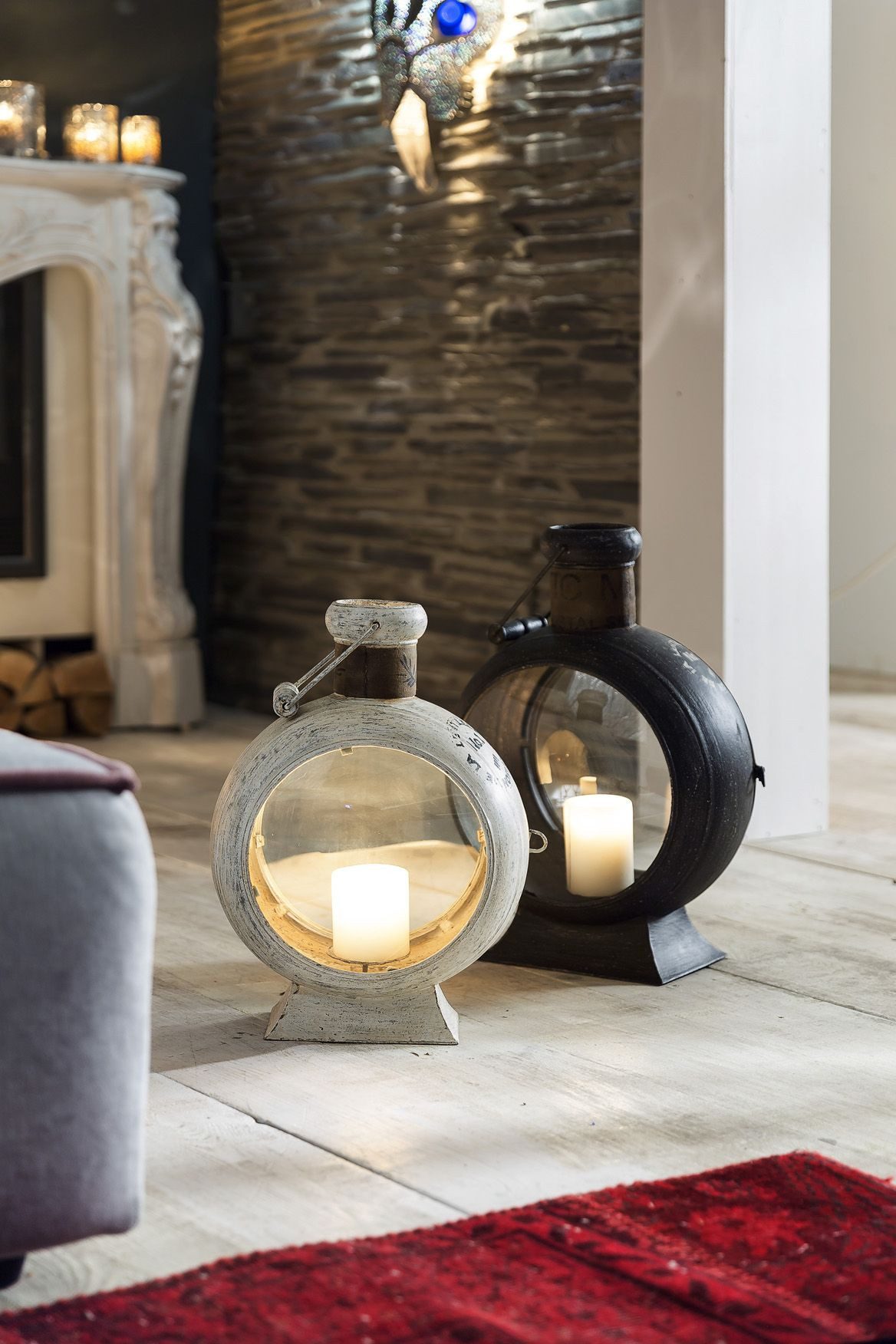 More2Home Kerzenlaterne Standlaterne, STORMY-2, Metall vintage-weiss, 40 cm günstig online kaufen