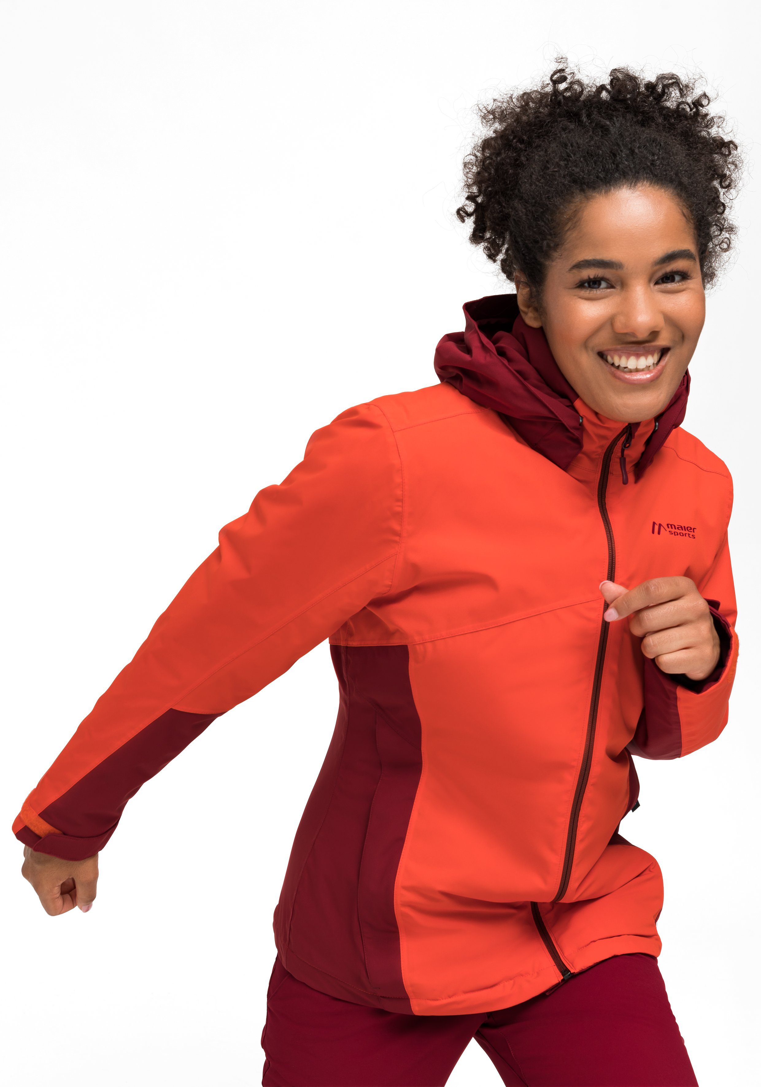 W Damen, Wanderjacke knallrot Outdoorjacke und Jauk Maier wasserdicht Winter-Jacke für atmungsaktiv Sports