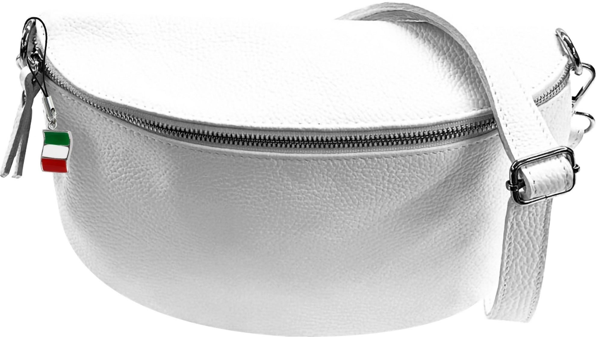 FLORENCE Florence Echtleder Bauchtasche groß Damen (Gürteltasche), Damen Gürteltasche Leder, weiß ca. 29cm x ca. 19cm