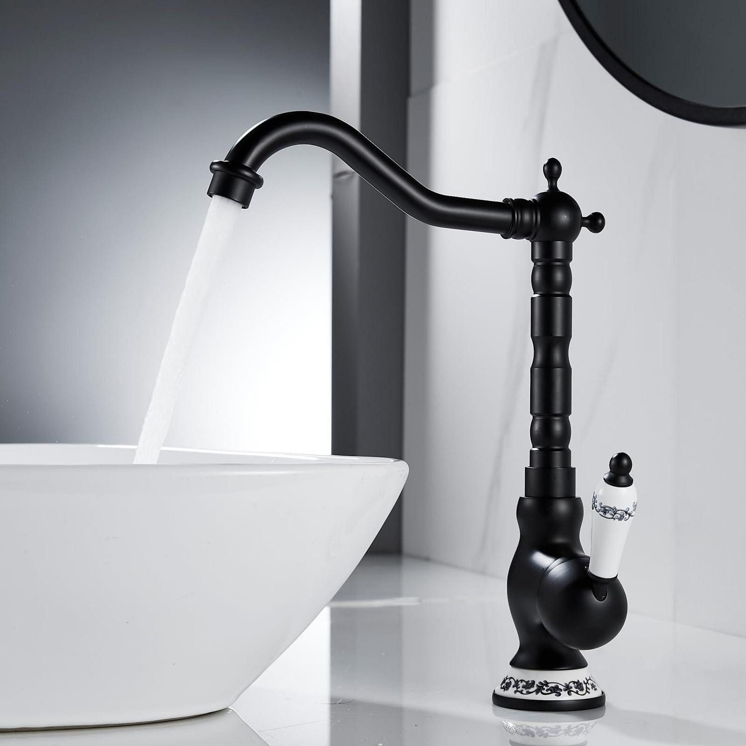 LuxusKollektion Waschtischarmatur Badarmatur Schwarz Retro Einhebel (1-St)
