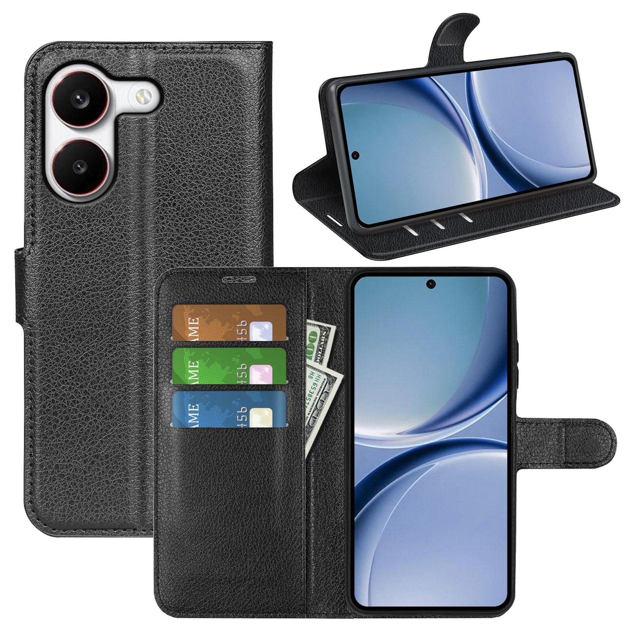 Wigento Handyhülle Klapphülle für Xiaomi Poco X8 Pro 5G Kunstleder Book Wallet Schutz 6,67 Zoll, Kunstleder Hülle mit Kartenfächern und Standfunktion