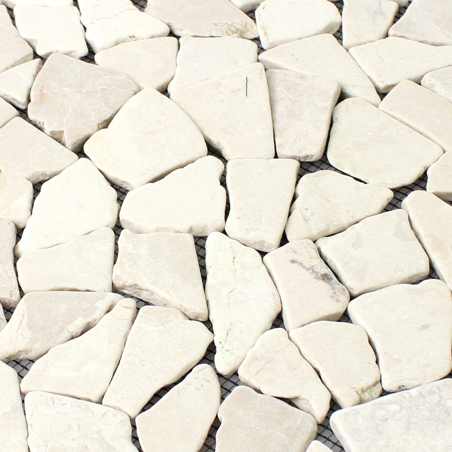 Mosafil Mosaikfliesen Marmor Bruch Naturstein Mosaikfliesen Solares Biancone, Naturstein-Marmor 30.500x30.500, beige, Verlegefertig auf ein Netz geklebt - Frostsicher - Wasserfest -