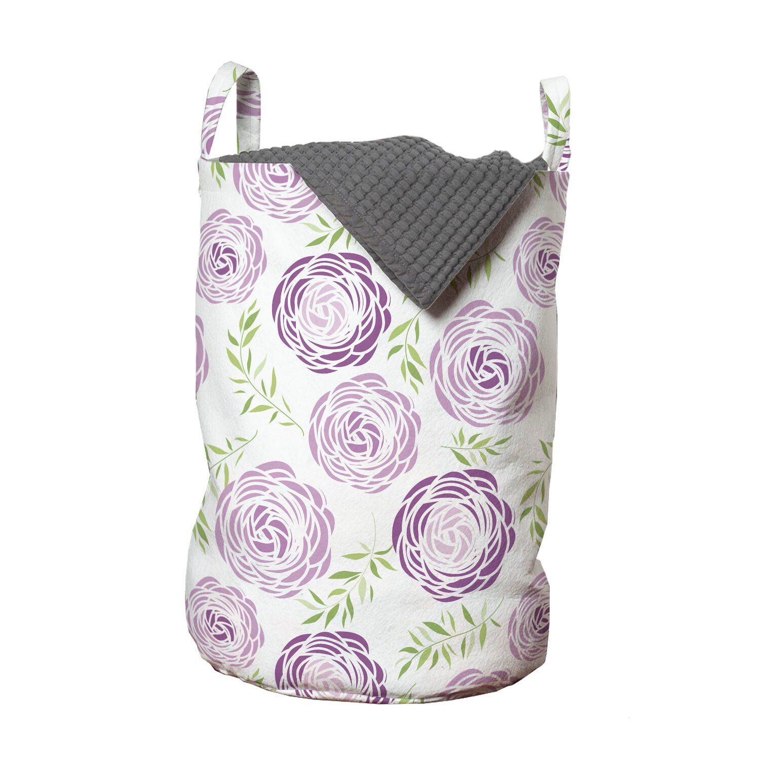 Abakuhaus Wäschesäckchen Wäschekorb mit Griffen Kordelzugverschluss für Waschsalons, Blumen Top View Gartenelemente