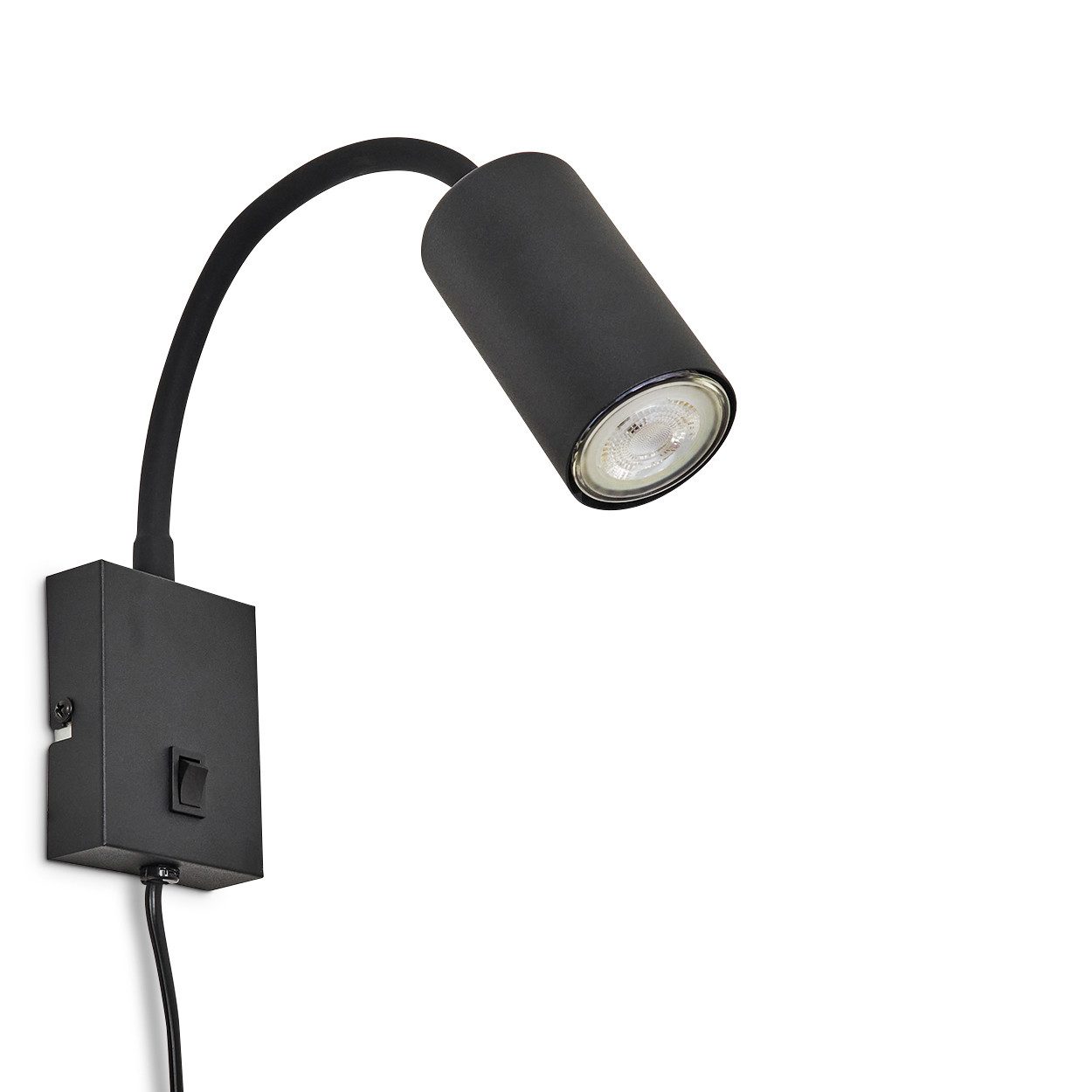 hofstein Wandleuchte »Gambellara« verstellbare Wandlampe aus Metall in Schwarz-matt, ohne Leuchtmittel, GU10, Leselampe mit verstellbarem Lesearm & An- & Ausschalter