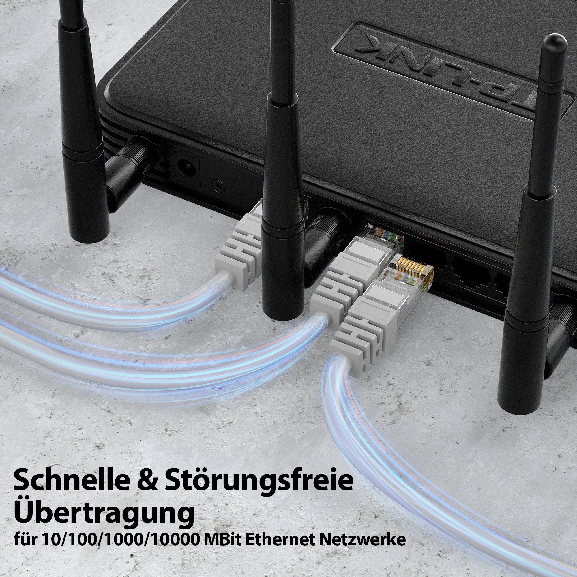 JAMEGA CAT 6 Patchkabel RJ45 Rohkabel LAN Kabel Ethernet Netzwerkkabel LAN-Kabel, CAT.6, RJ-45 Stecker (Ethernet) (1000 cm) – Bild 4 von 5