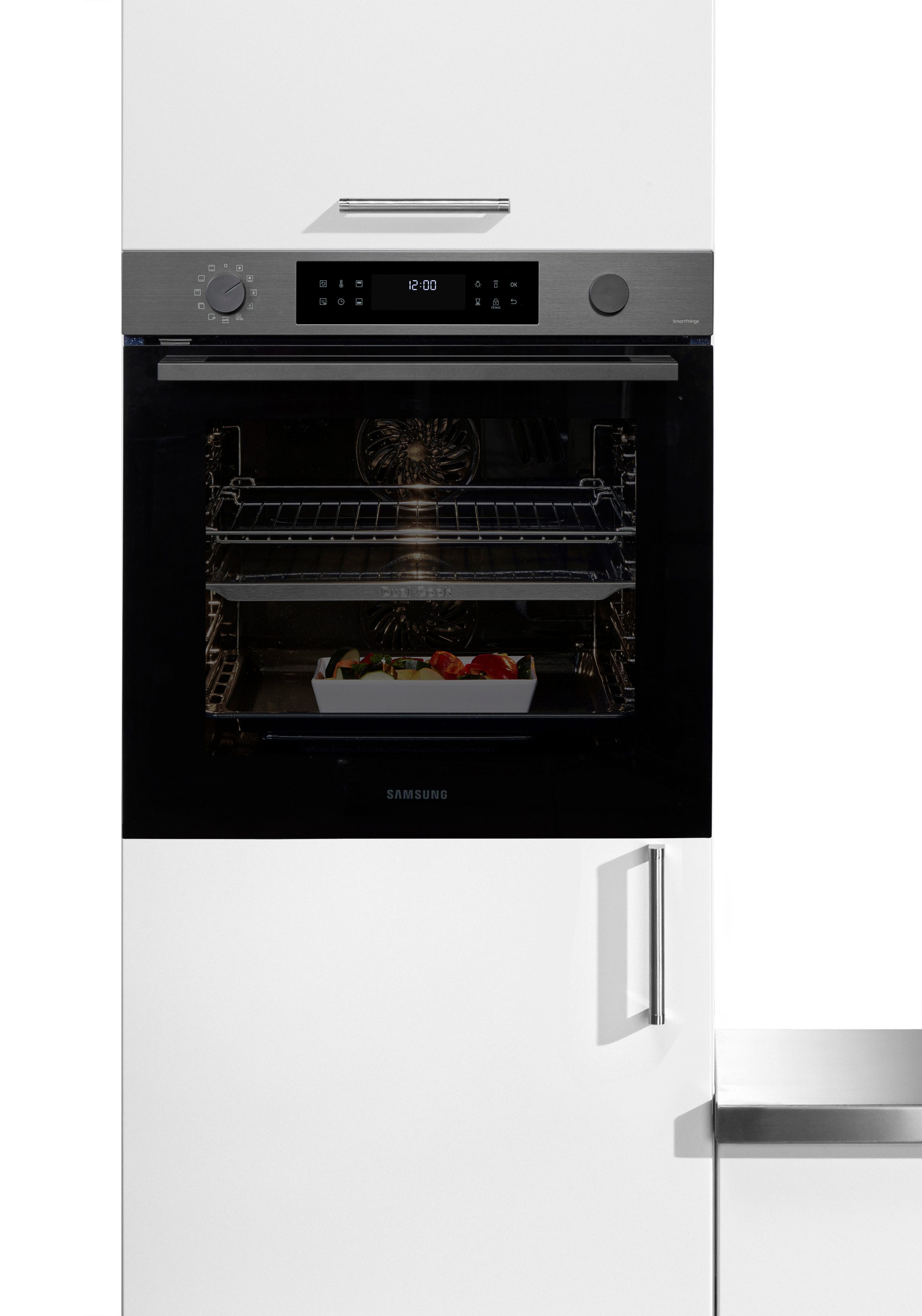 Samsung Pyrolyse Backofen Serie 4 NV7B44503DB, mit Teleskopauszug nachrüstbar, Pyrolyse-Selbstreinigung, Die matte Optik sorgt für ein elegantes und modernes Aussehen