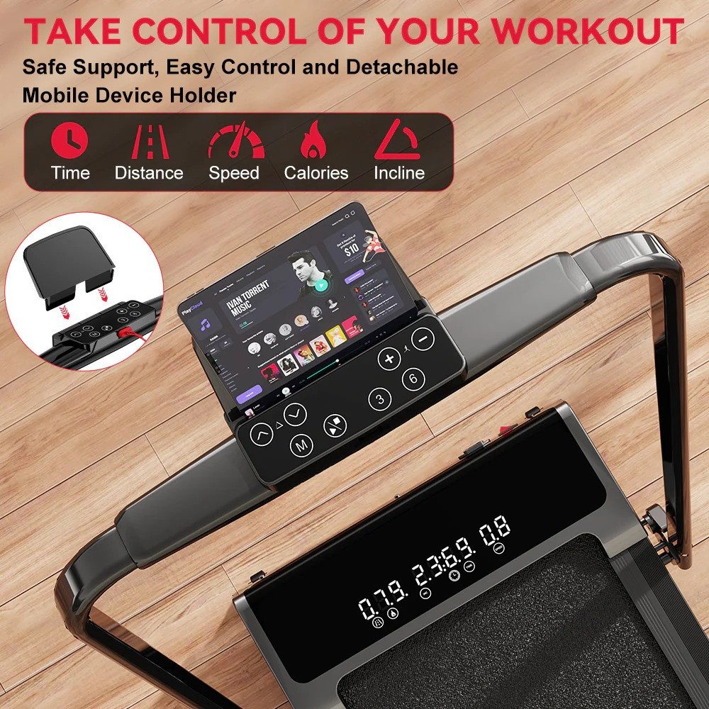 Hamlody Laufband klappbar elektrisch mit Steigung, Walking Pad für Zuhause (1–10 km/h Walking Pad, 2.5HP Motor, LED Display, Heimtrainer Laufband), Max.Tragfähi – Bild 2 von 5