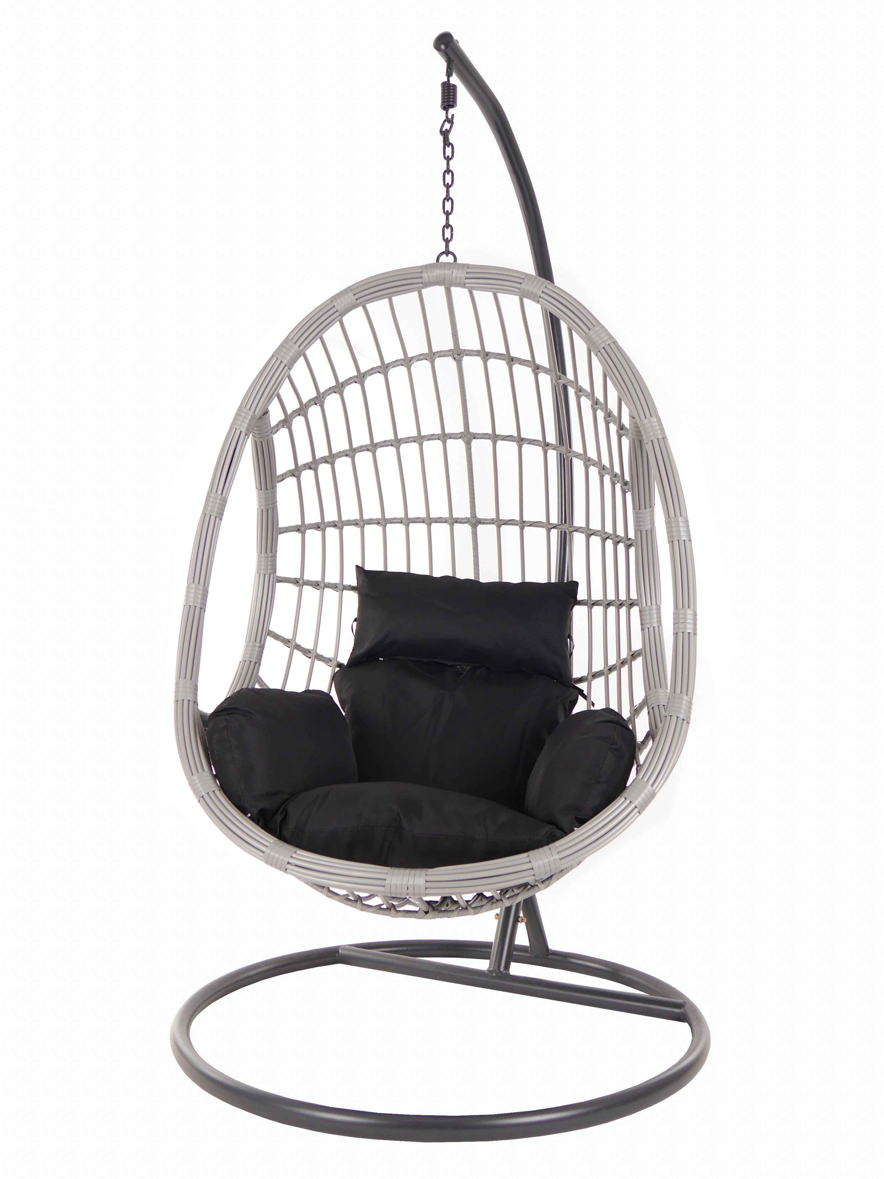 (9999 black) mit lightgrey, schwarz Schwebesessel Chair, Gestell PALMANOVA Kissen, KIDEO Swing Hängesessel und Loungemöbel