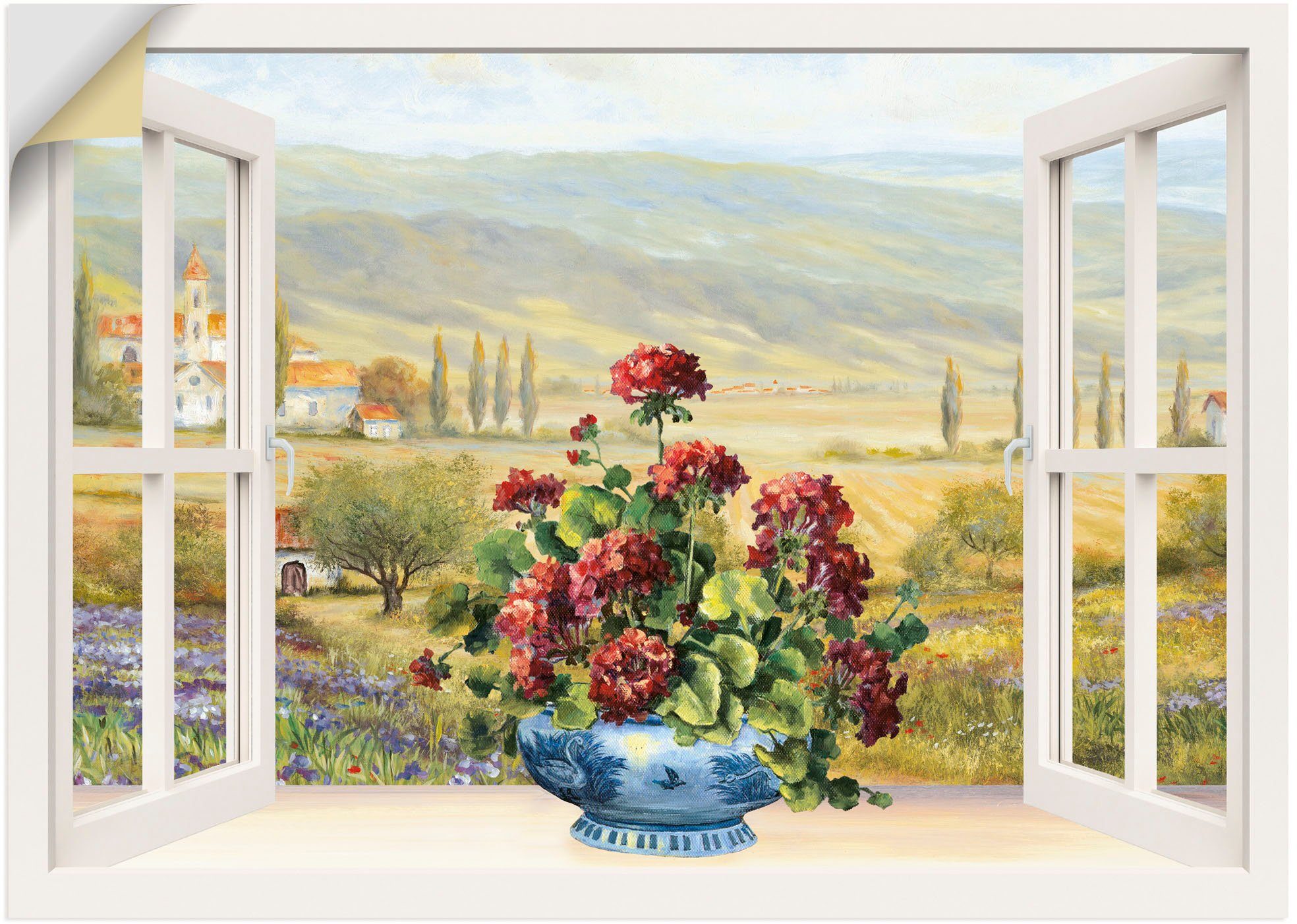 St), Blumenbouquet Wandbild am Artland (1 weißen gedruckt Fensterblick Fenster,