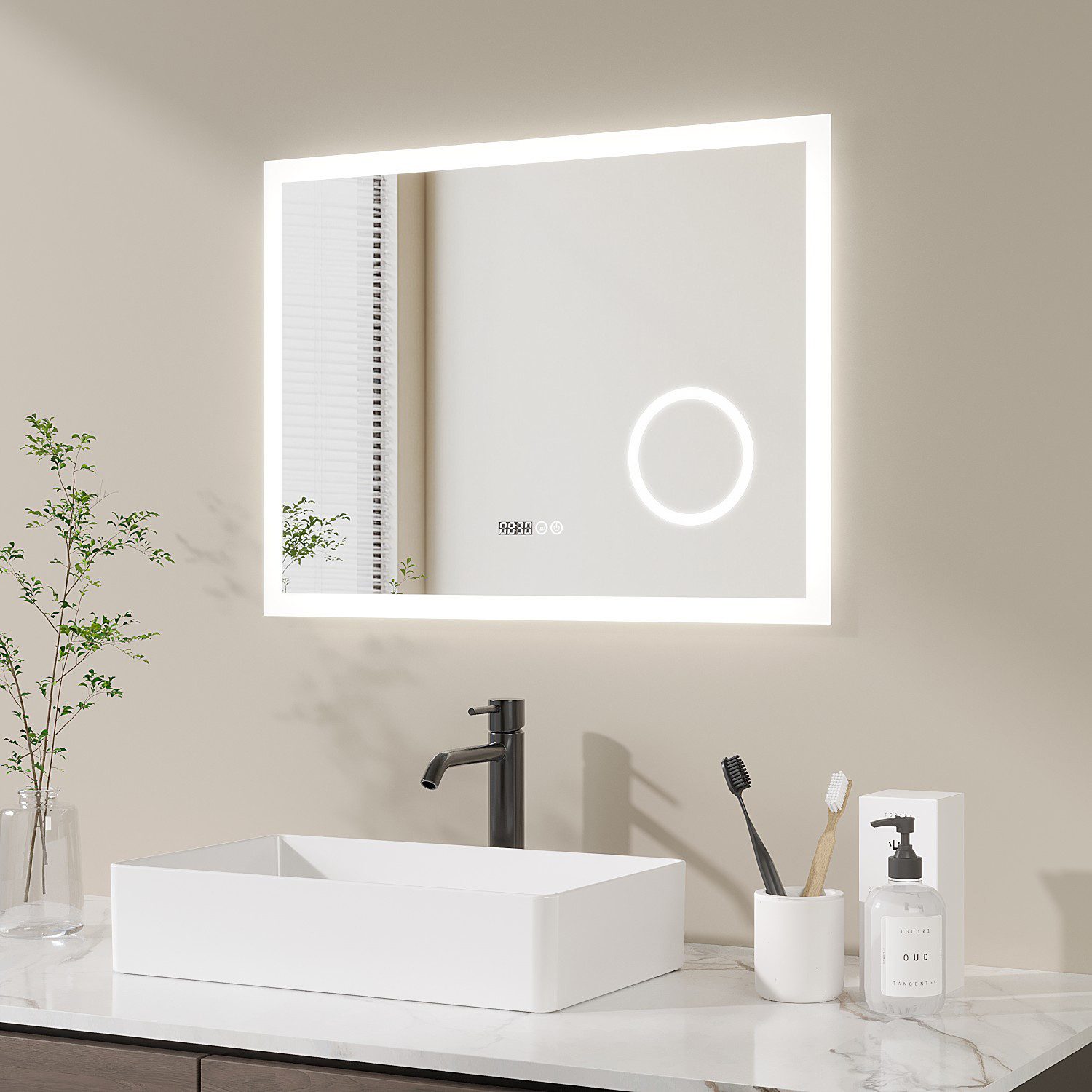 AQUABATOS LED-Lichtspiegel LED Badspiegel Spiegel Badezimmer mit Beleuchtung 80x60 120x60 cm