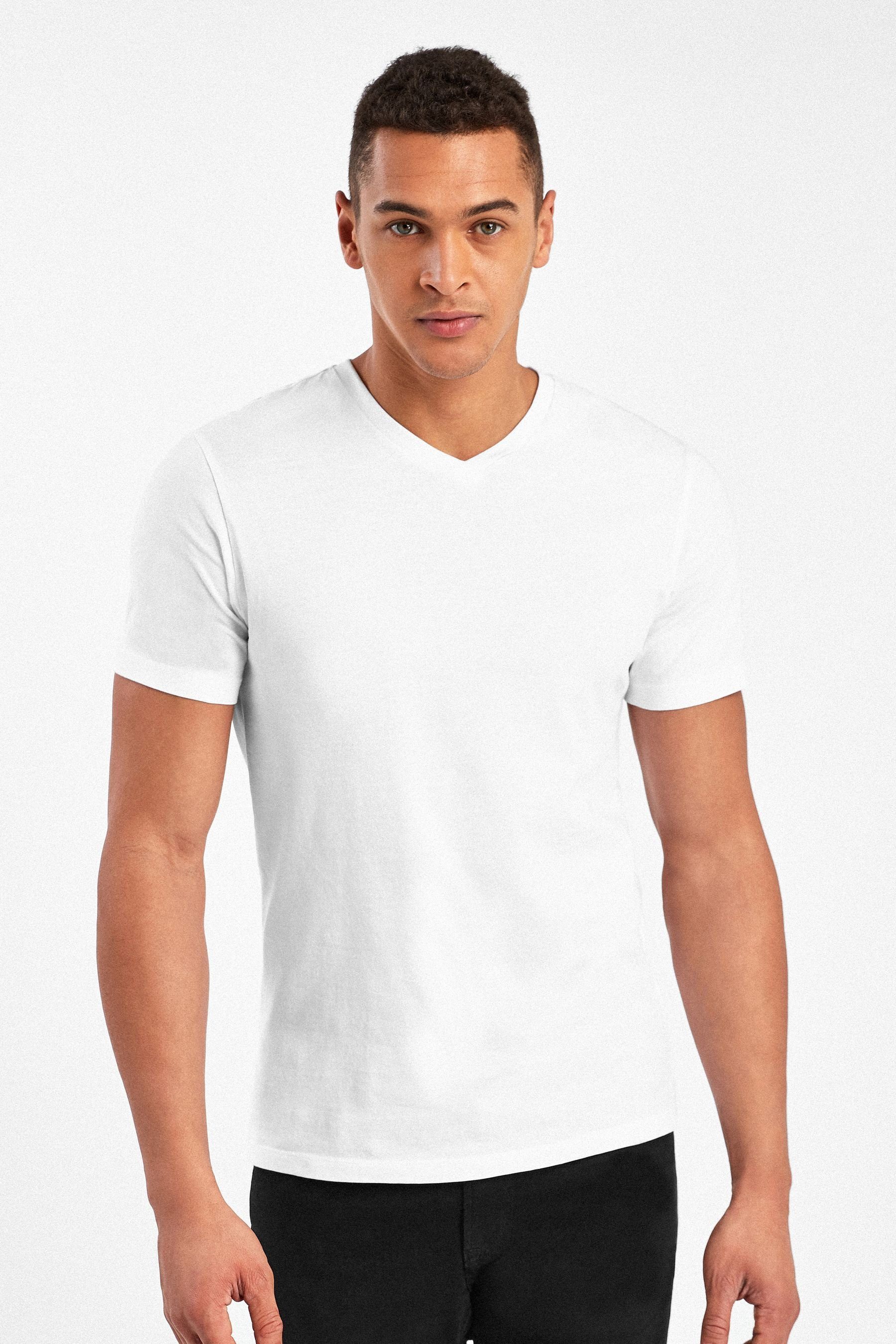 White Next Fit V-Ausschnitt T-Shirt T-Shirt (1-tlg) Slim mit