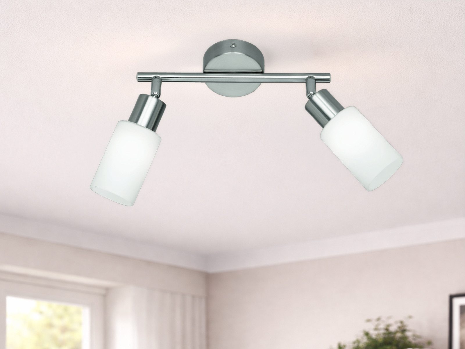Reality Leuchten LED Deckenstrahler mit Glas Lampenschirmen, Breite 25cm, LED wechselbar, Warmweiß, innen, Spots dreh,- und schwenkbar inkl. dimmbaren Leuchtmit – Bild 5 von 5