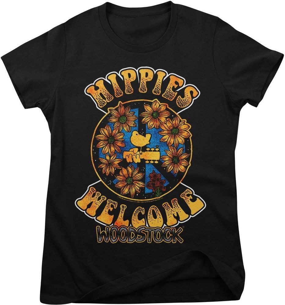 Woodstock T-Shirt Hippies Welcome Girly Tee