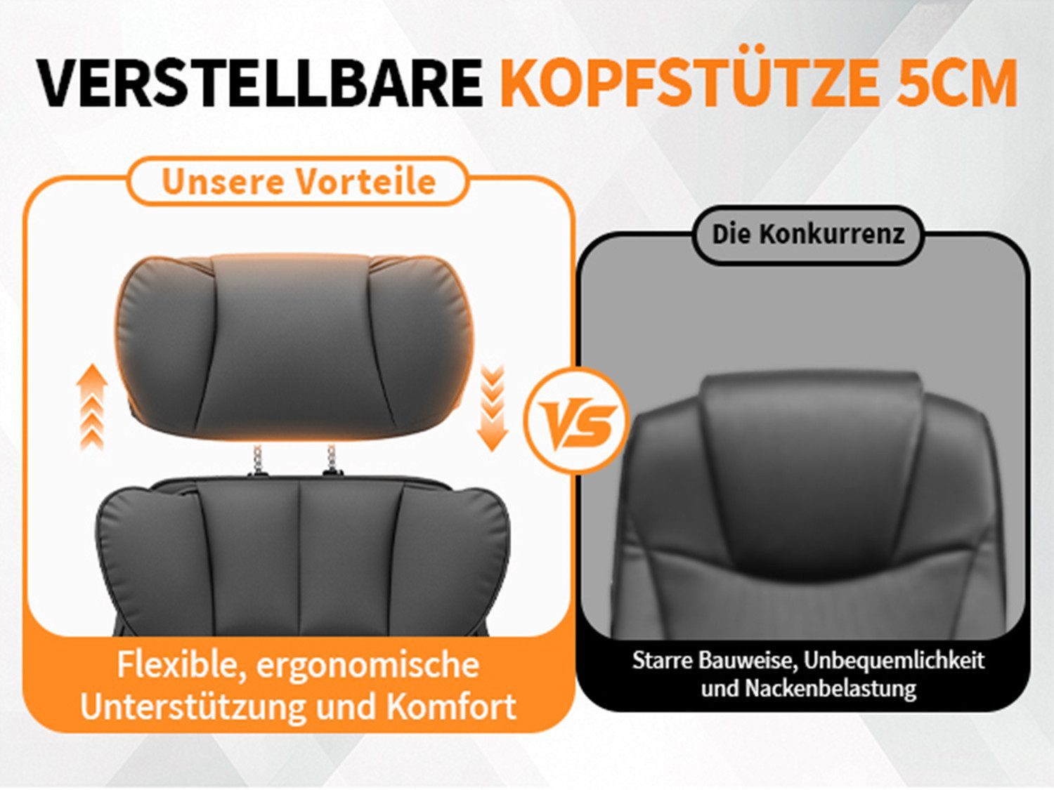 Hoffree Drehstuhl XXL Ergonomischer Bürostuhl Chefsessel Gaming-Stuhl Kunstleder, mit Fußstütze, verstellbarer Kopf- & Armlehnen, Max bis 200 kg – Bild 3 von 5