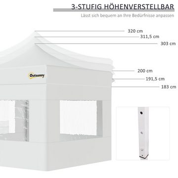 Outsunny Faltpavillon Pavillon Gartenzelt mit Seitenwänden Pop-up-Zelt wasserdicht Weiß, mit 4 Seitenteilen, (Set, wasserdicht Gartenpavillon), 300L x 300B x 320H cm