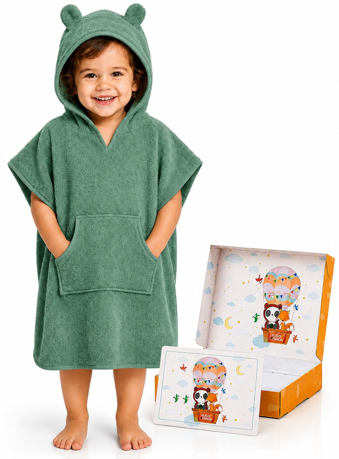 Fuchs & Panda Badeponcho Kuscheliger Badeponcho Baby und Kinder (0-4Jahre) aus 100% Bambus, 100% Bambus: Antimikrobiell, Atmungsaktiv, Hypoallergen, Superweich