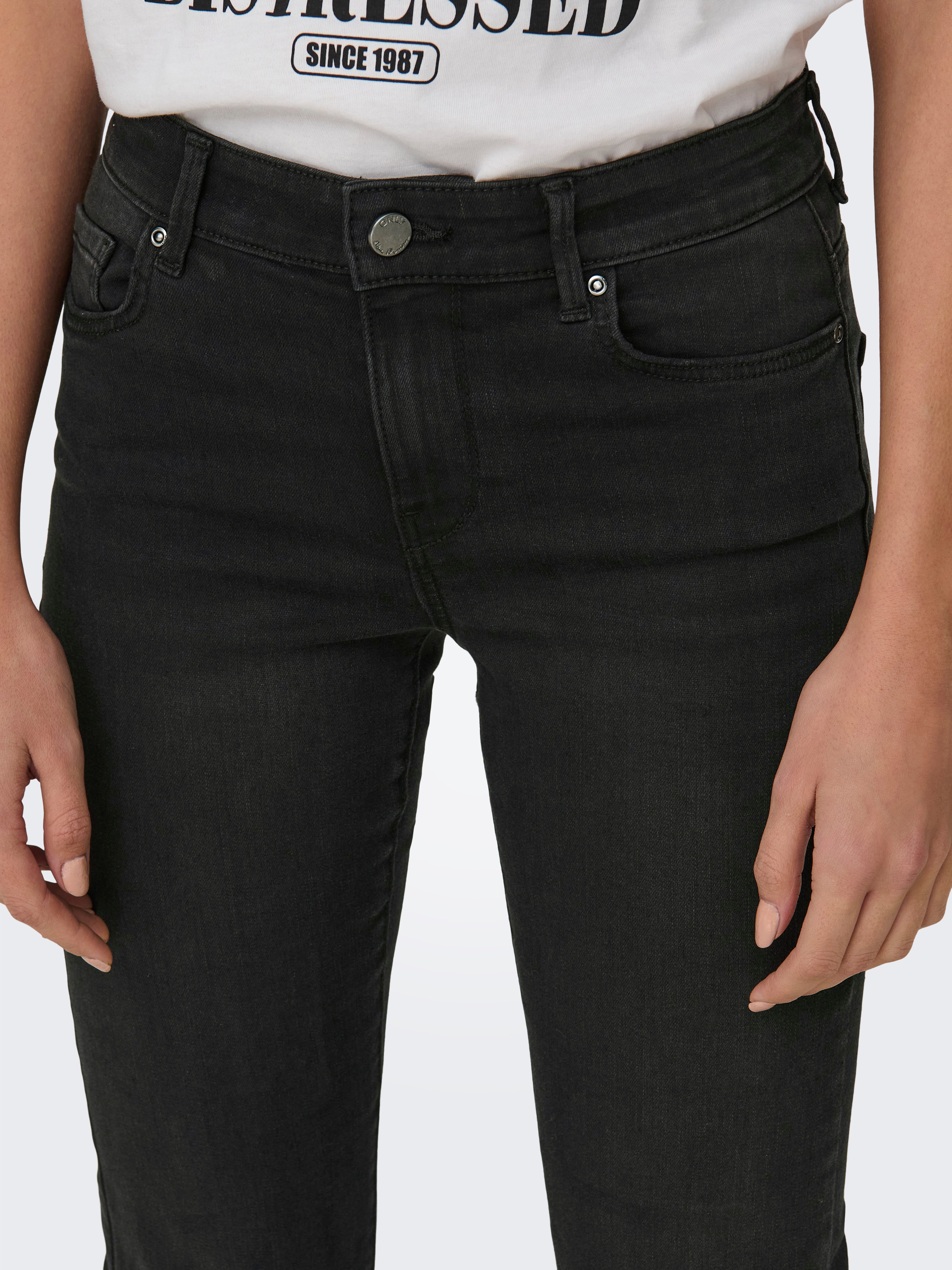 ONLY Bootcut-Jeans ONLLUSH MW RETRO FLARED DNM Materialmix, bootcut fit, Regular Waist,  Retro-Fit