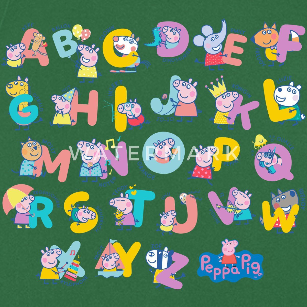 Spreadshirt Kochschürze Peppa Pig Design Alphabet Mit Peppa Kochschürze, (1-tlg)