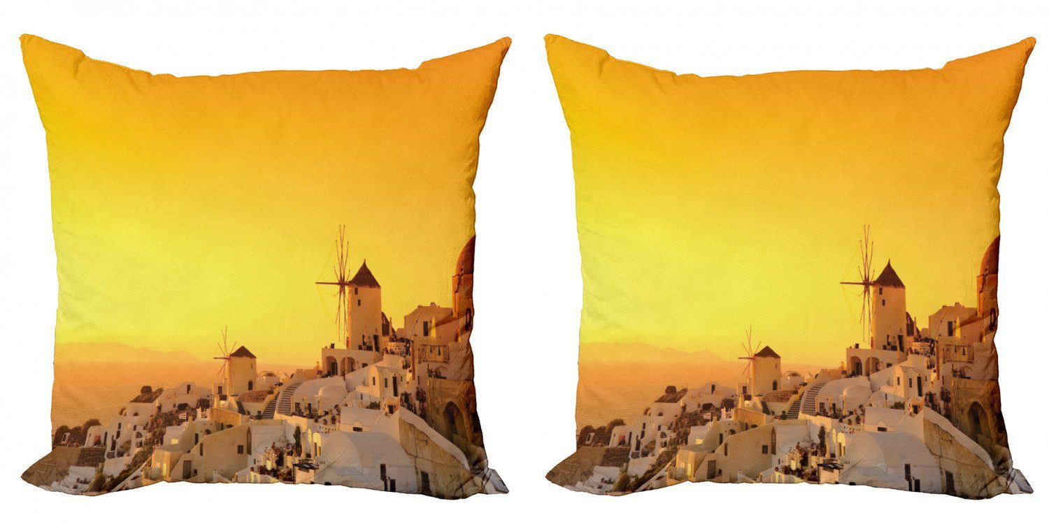 Kissenbezüge Modern Accent Urlaub Griechenland Doppelseitiger (2 Sunset Santorini Abakuhaus Digitaldruck, Stück)