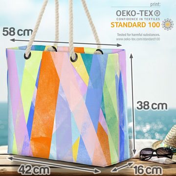VOID Strandtasche (1-tlg), Bunte Flächen Pastell Beach Bag gestreift Streifen Farben bunt Baden Schwimmbad
