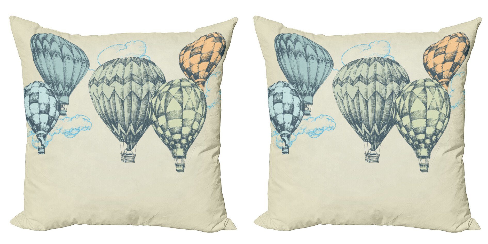 Kissenbezüge Modern Accent Doppelseitiger Digitaldruck, Abakuhaus (2 Stück), Jahrgang Luft-Ballone in Himmel
