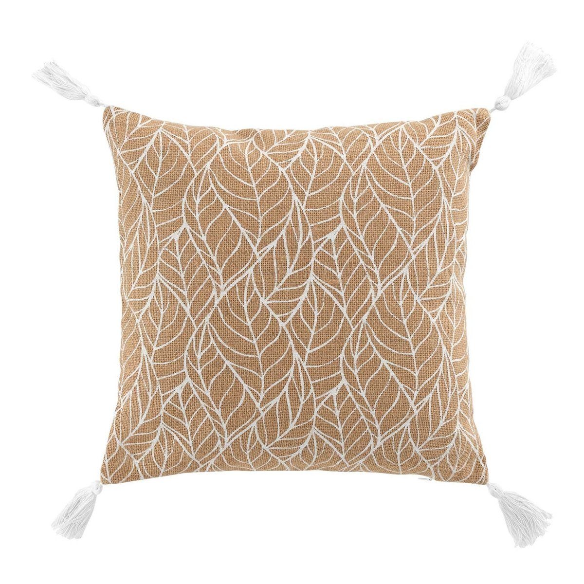 Macosa Home Dekokissen Sofakissen mit Füllung Blätter Braun Schwarz Weiß Kuschel Kissenhülle, Zierkissen, Dekokissen mit Füllung, Couchkissen, Kissenbezug, Design