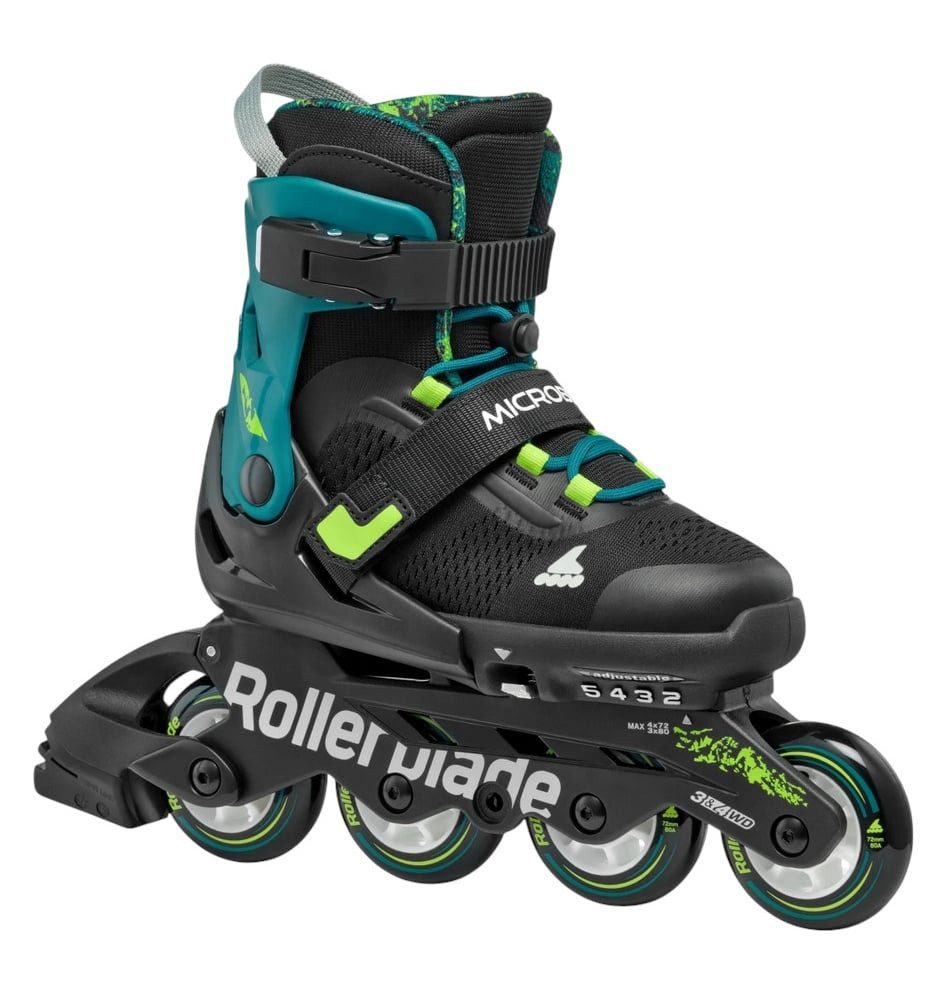 ROLLERBLADE Inlineskates Microblade XT (Rollen: 72mm/80A, Kugellager: SG5) schwarz/petrol/grün