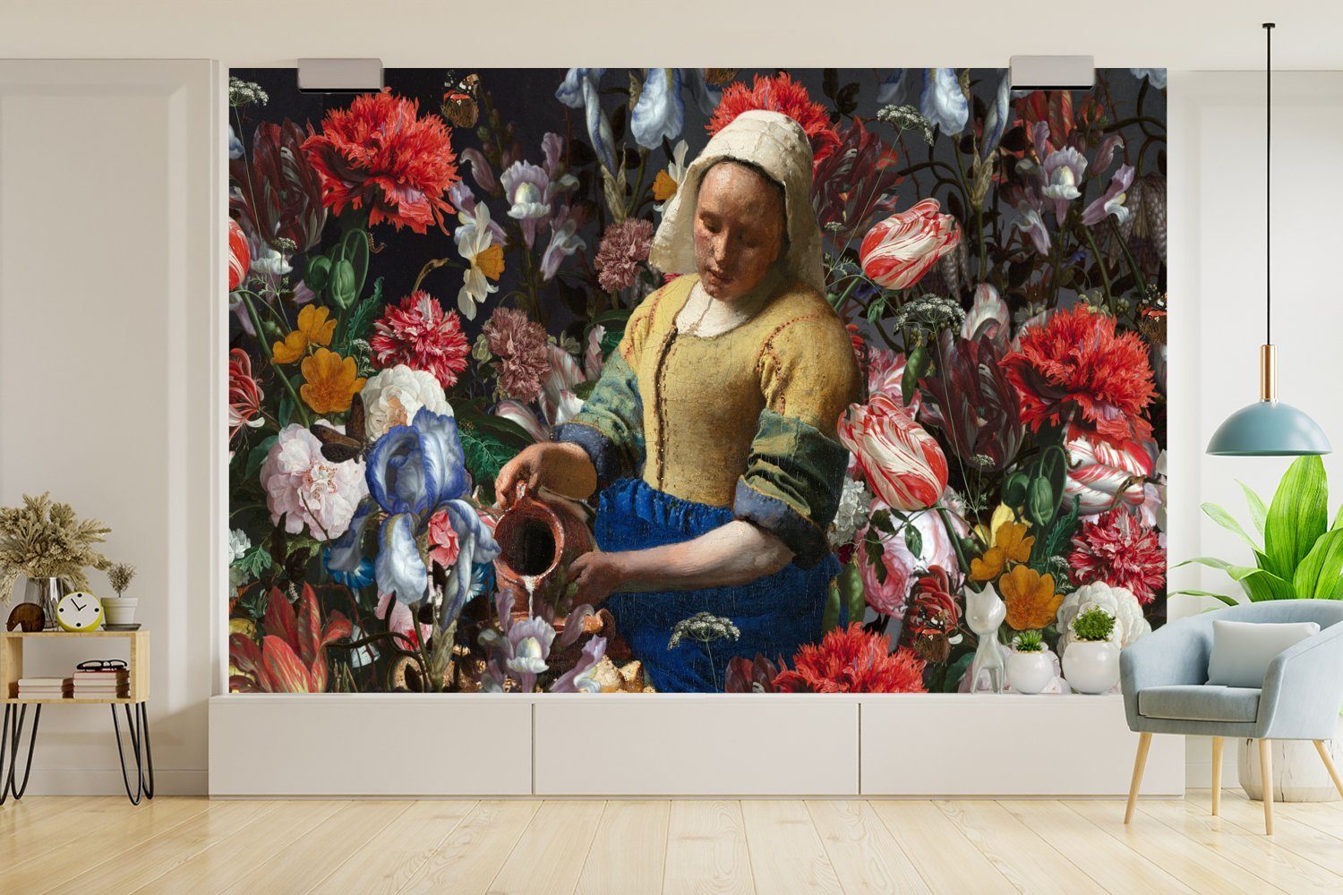 Fototapete Johannes Vinyl - Tapete St), Wallpaper Blumen - Vermeer MuchoWow (6 bedruckt, Farben, Milchmädchen - Kinderzimmer, Matt, Wohnzimmer, Schlafzimmer, für