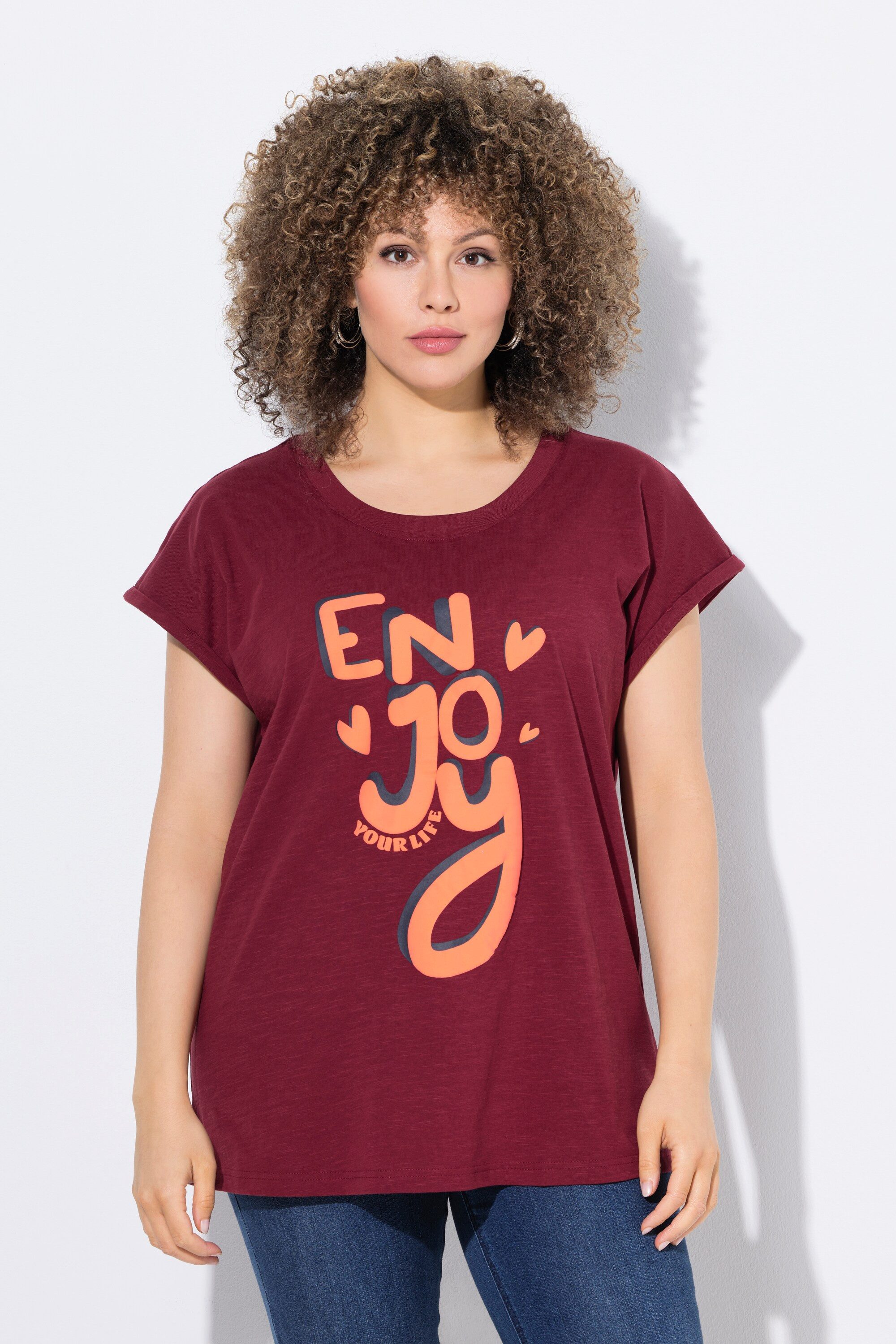 Ulla Popken T-Shirt T-Shirt Enjoy Oversized Rundhals Halbarm günstig online kaufen