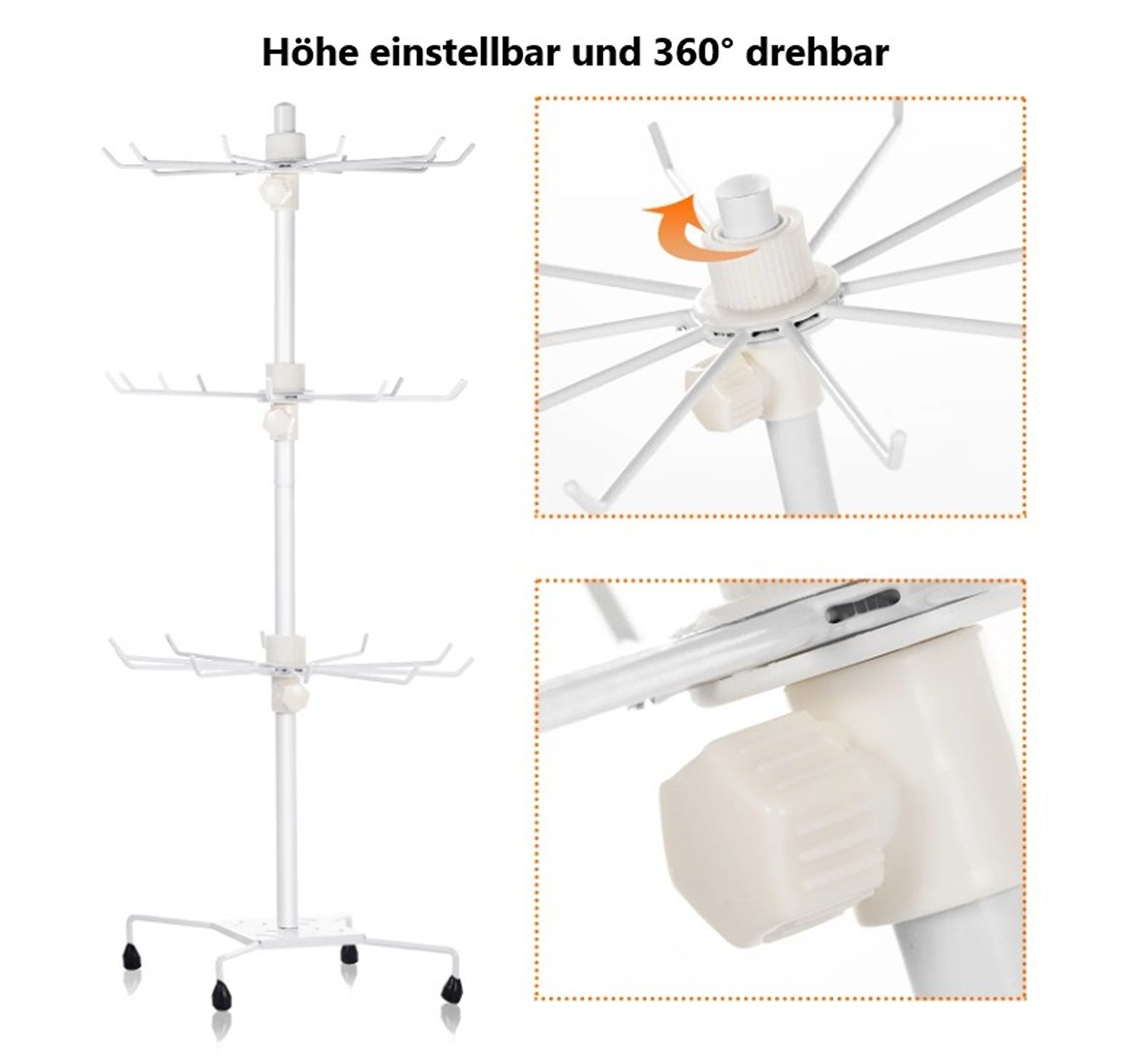 BAYLI Schmuckständer 67cm Verkaufsständer drehbar, 360° Warenständer 3 Etagen, Ladendekor – Bild 5 von 5