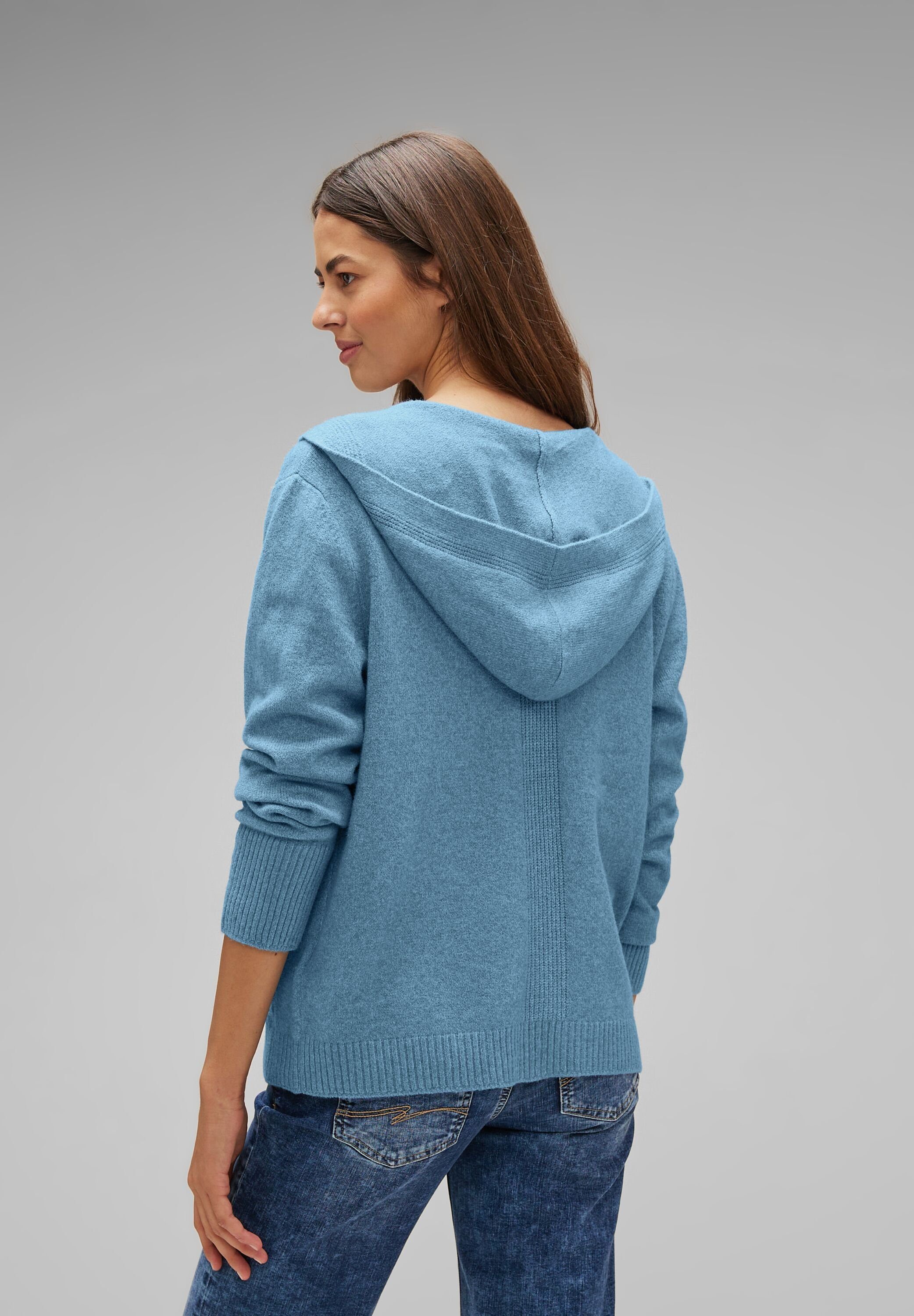 Strickfleecejacke STREET satin ONE blue melange